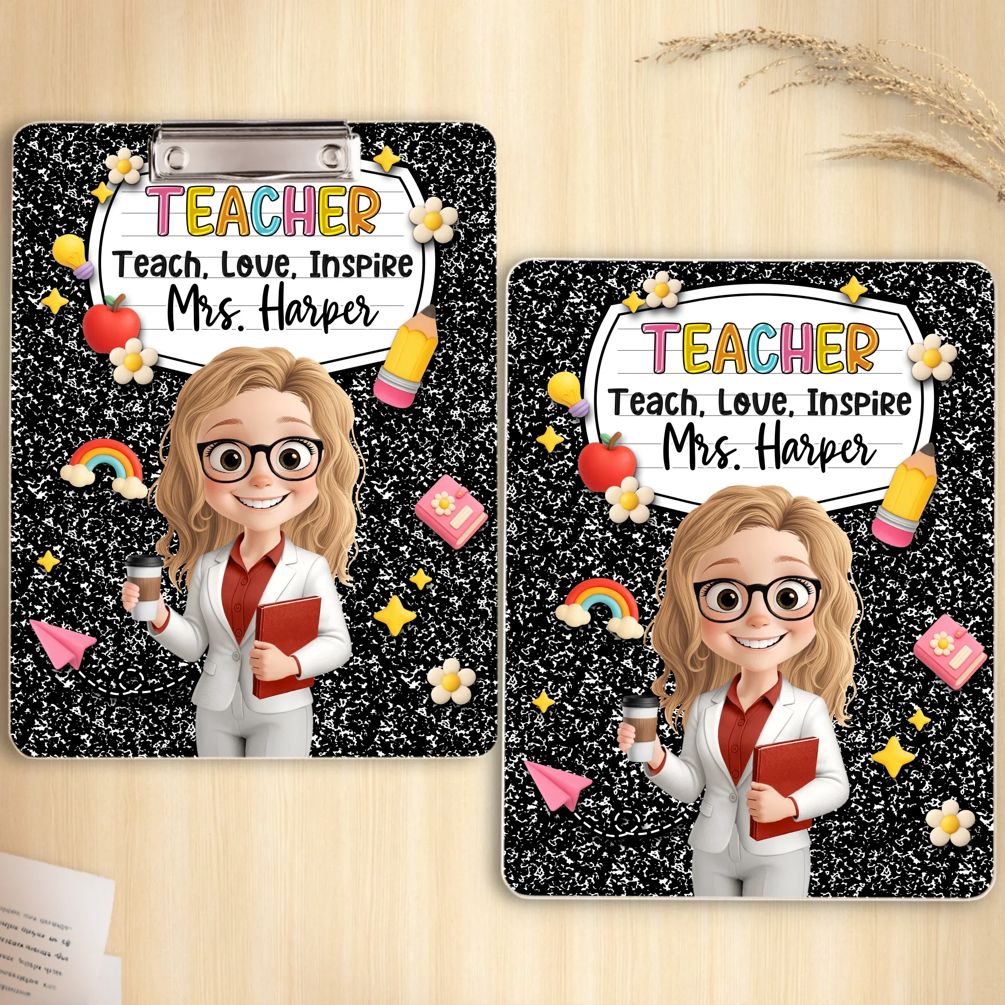 Custom Printed Acrylic Clipboard - Personalized Back To School Gifts For Teachers - Teaching Comes From The Heart - Robaser