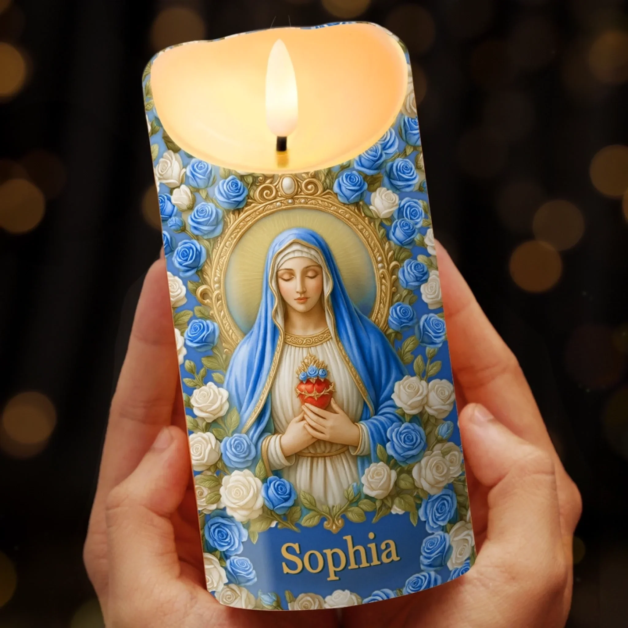 Custom 3D Inflated Effect Printed LED Candle - Personalized Christian Gifts For Women, Men, All Believers, Jesus Lovers - Guided By Grace And Love - Robaser