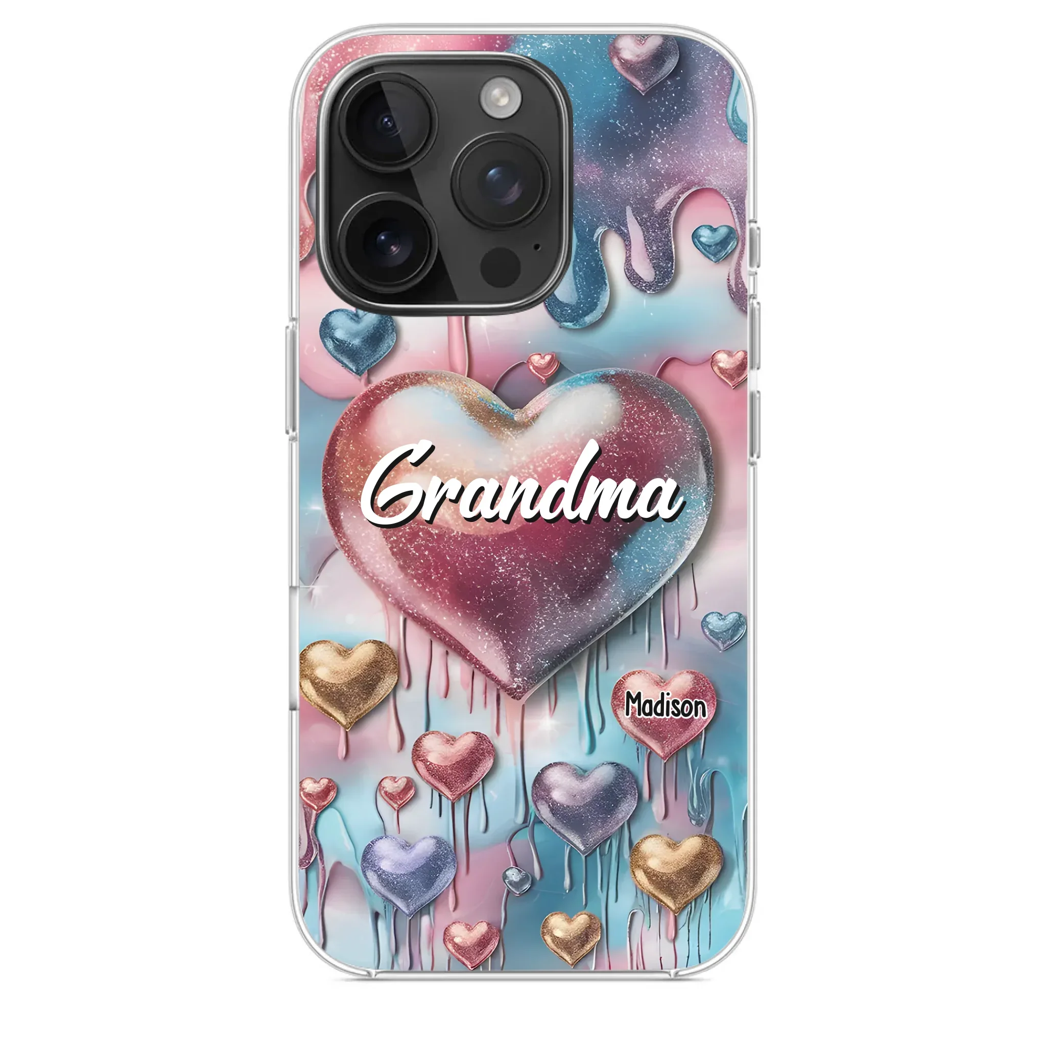 Forever In Grandmother's Heart - Family Personalized Custom 3D Inflated Effect Printed Clear Phone Case - Gift For Mom, Grandma - Robaser