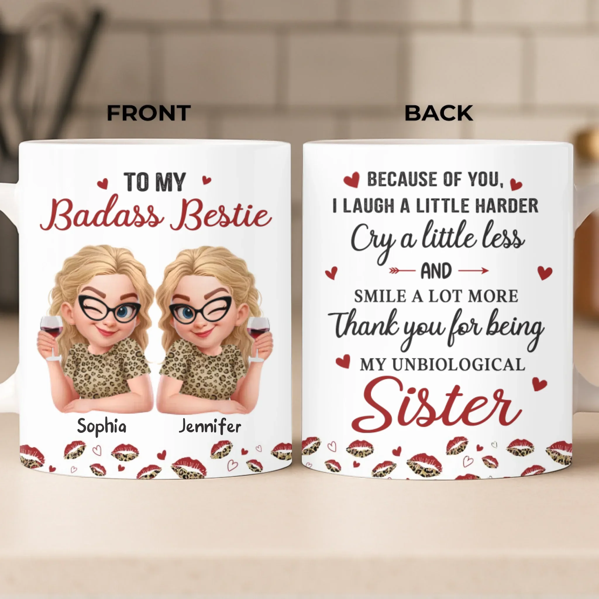 Custom Mug - Personalized Best Friend Birthday Gifts For Women, Besties, Sisters, BFF - Hearts That Just Get It - Robaser