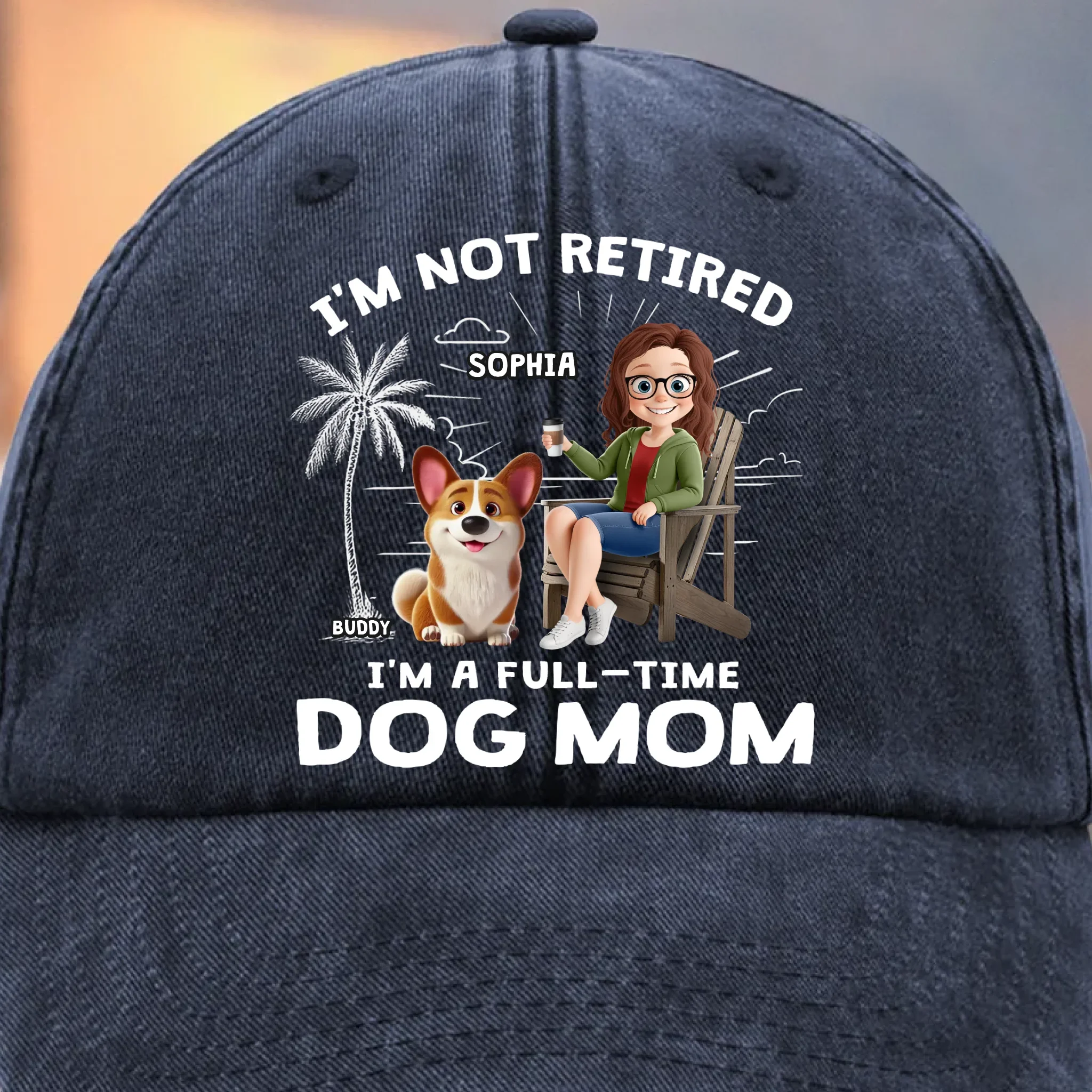 Custom Vintage Washed Denim Baseball Cap - Personalized Christmas Birthday Gifts For Dog Lovers, Dog Dad And Mom - Working Overtime In Belly Rubs - Robaser