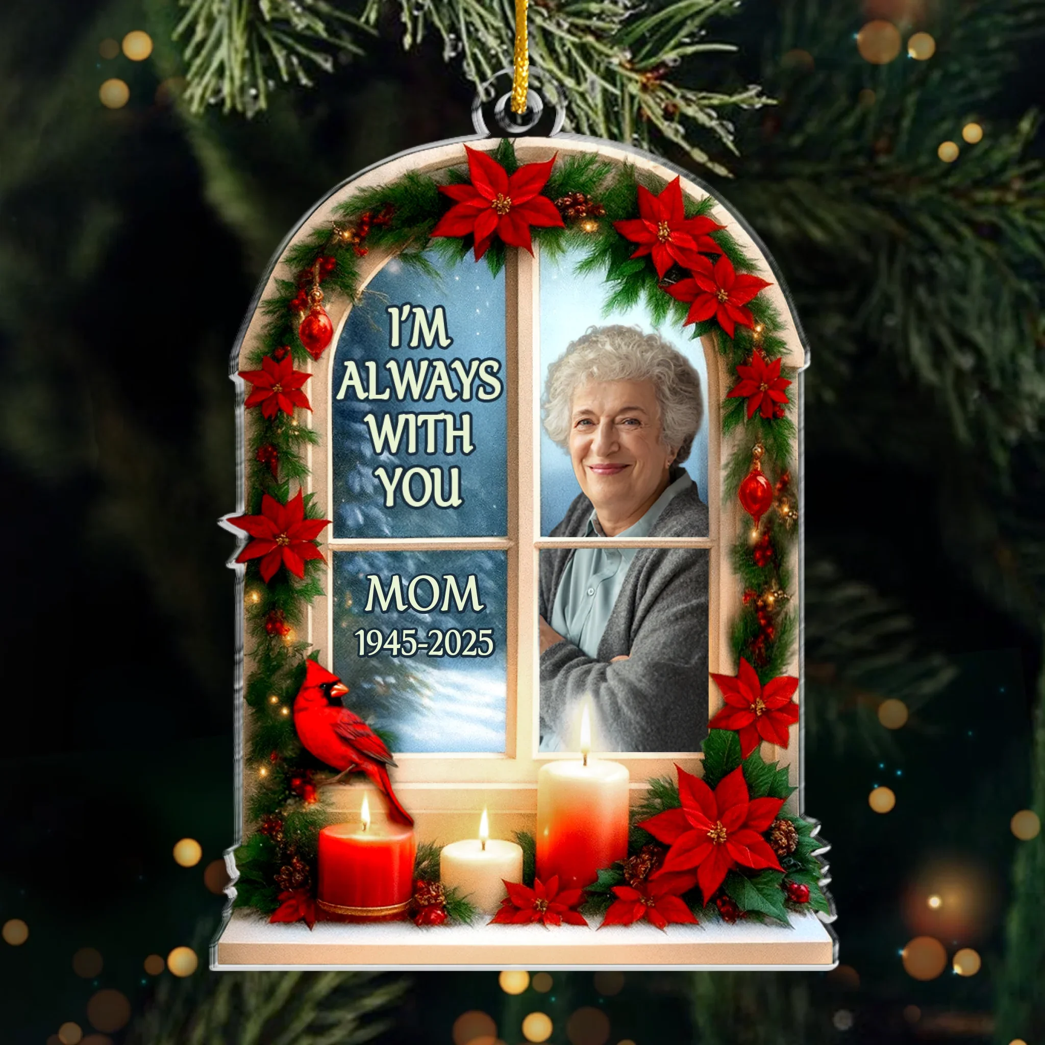 Custom Photo Acrylic Ornament - Personalized Christmas Memorial Sympathy Gifts For Loss Of Mom, Dad - The Light Of Your Love Guides Me - Robaser