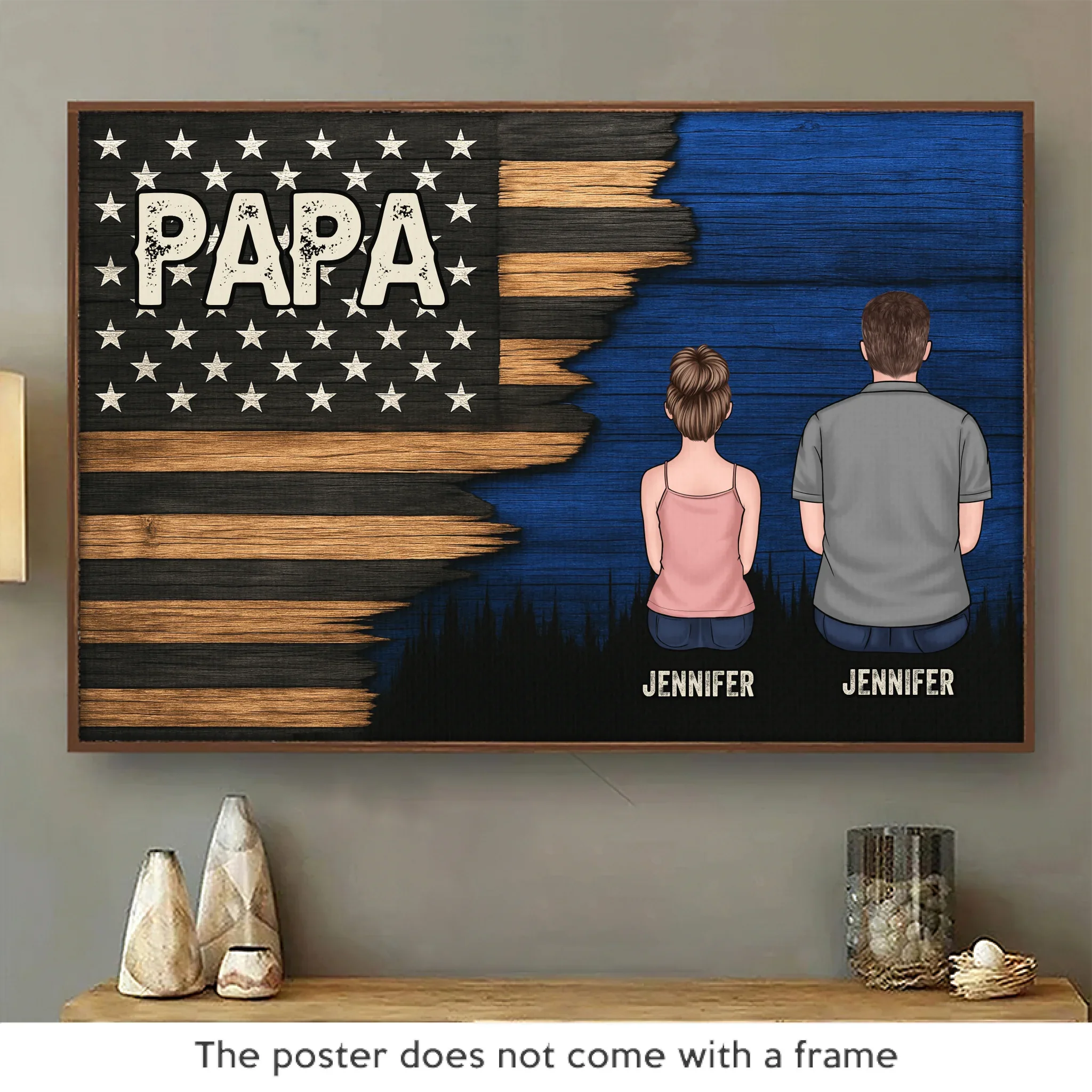 Papa, Our Loudest Pride - Family Personalized Custom Horizontal Poster - Father's Day, Gift For Dad, Grandpa - Robaser