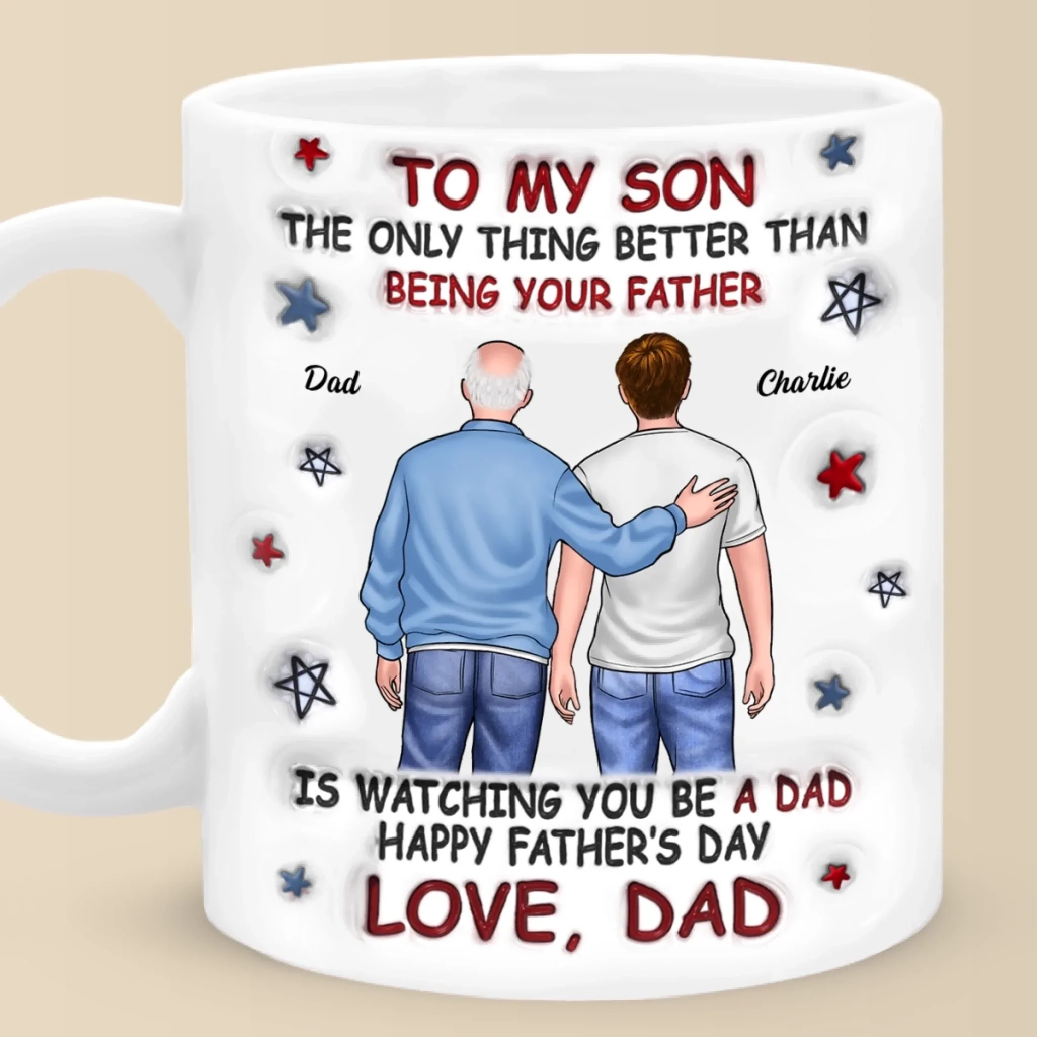 From My Arms To Theirs - Family Personalized Custom 3D Inflated Effect Printed Mug - Father's Day, Gift For Son - Robaser