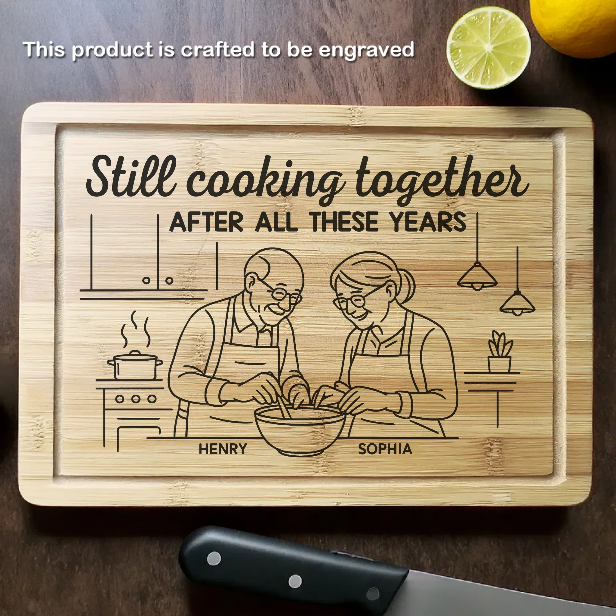 Seasoned With Stories And Spice - Couple Personalized Custom Engraved Wooden Cutting Board - Gift For Husband Wife, Anniversary - Robaser