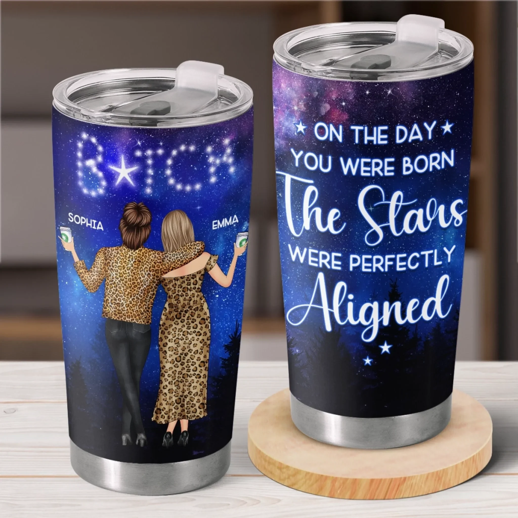 Written In The Stars, Impossible To Ignore - Bestie Personalized Custom Tumbler -  Gift For Best Friends, BFF, Sisters - Robaser