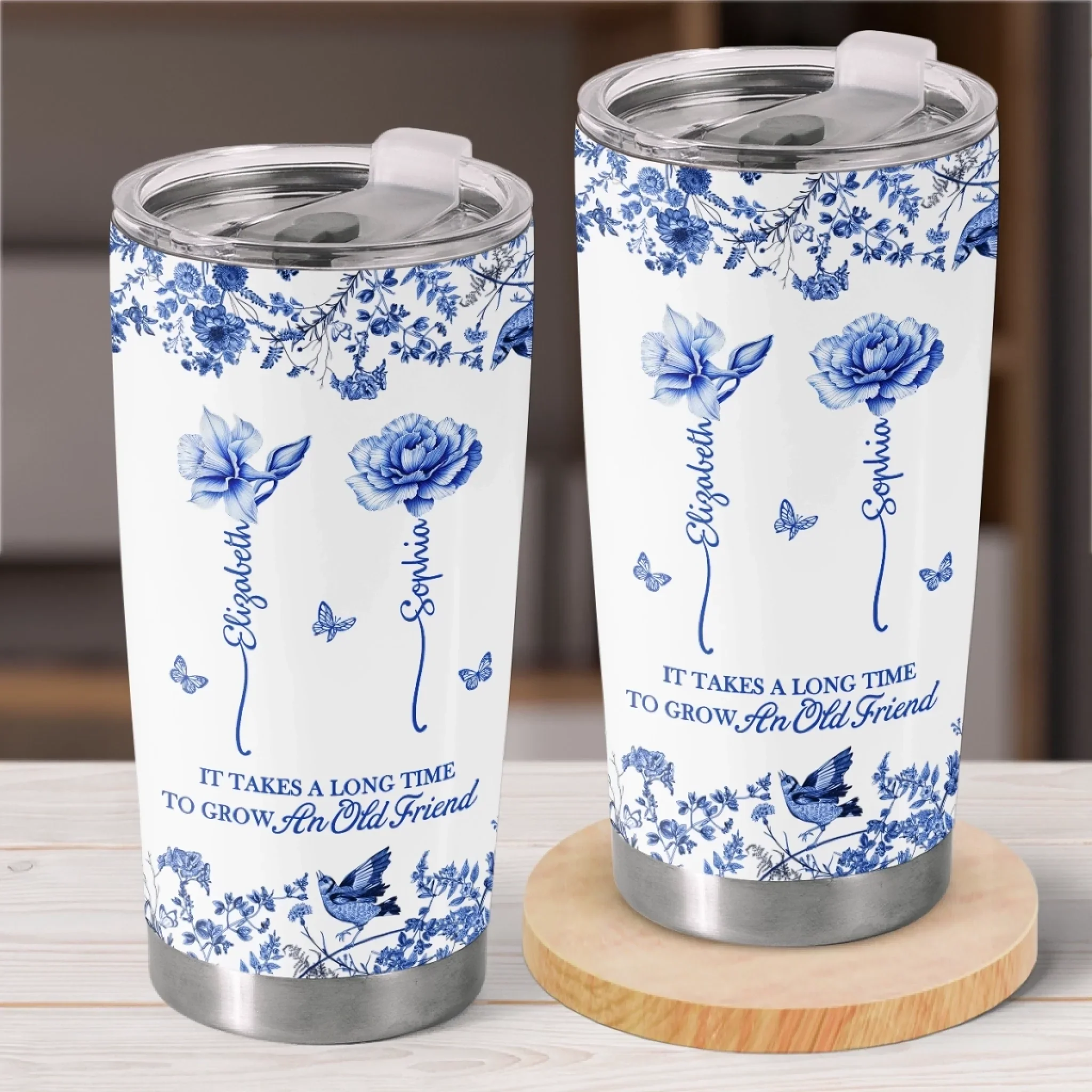 Custom Tumbler - Personalized Best Friend Christmas Birthday Gifts For Women, Besties, Sisters, BFF - Growing Together Through The Years - Robaser