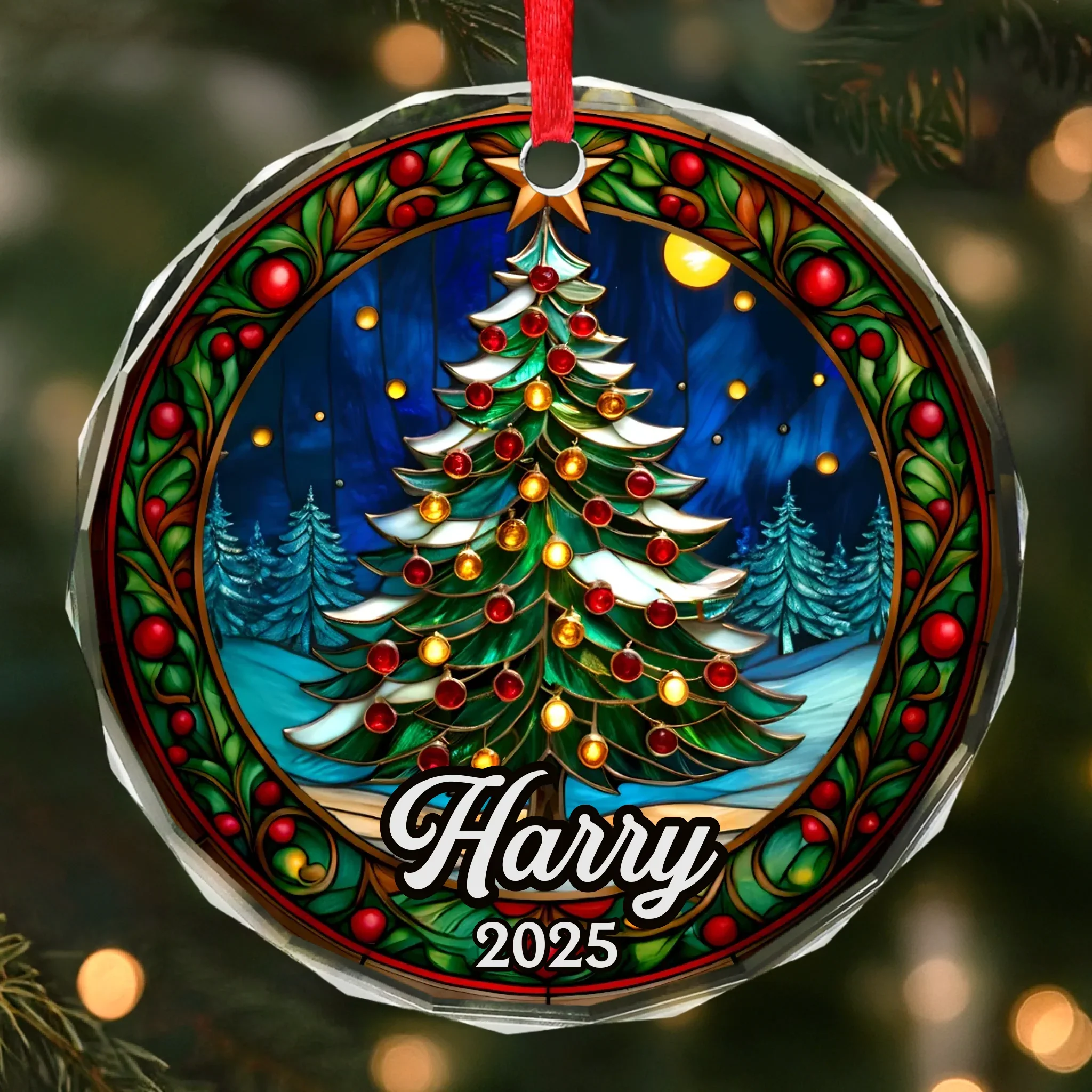 Custom Circle Glass Ornament - Personalized Christmas Birthday Gifts For Mom, Dad, Brother, Sister, Kids - Together We Are Home - Robaser