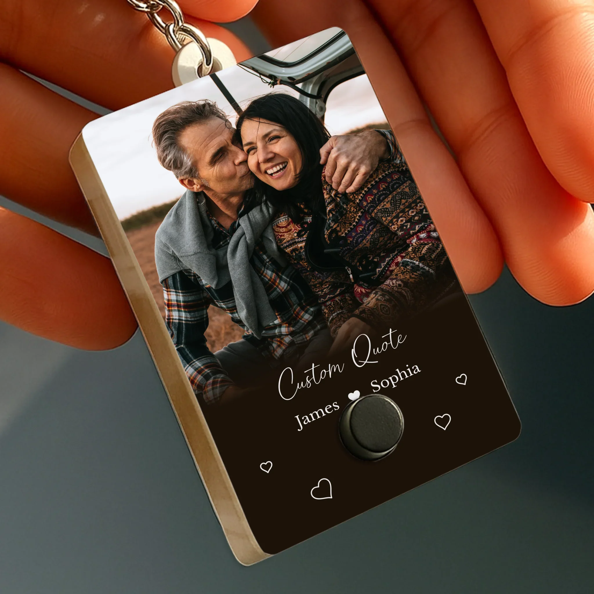 Custom Photo Acrylic Keychain With Voice Recorder - Personalized Anniversary Wedding Gifts For Husband And Wife, Him And Her - All My Heart Is Yours - Robaser