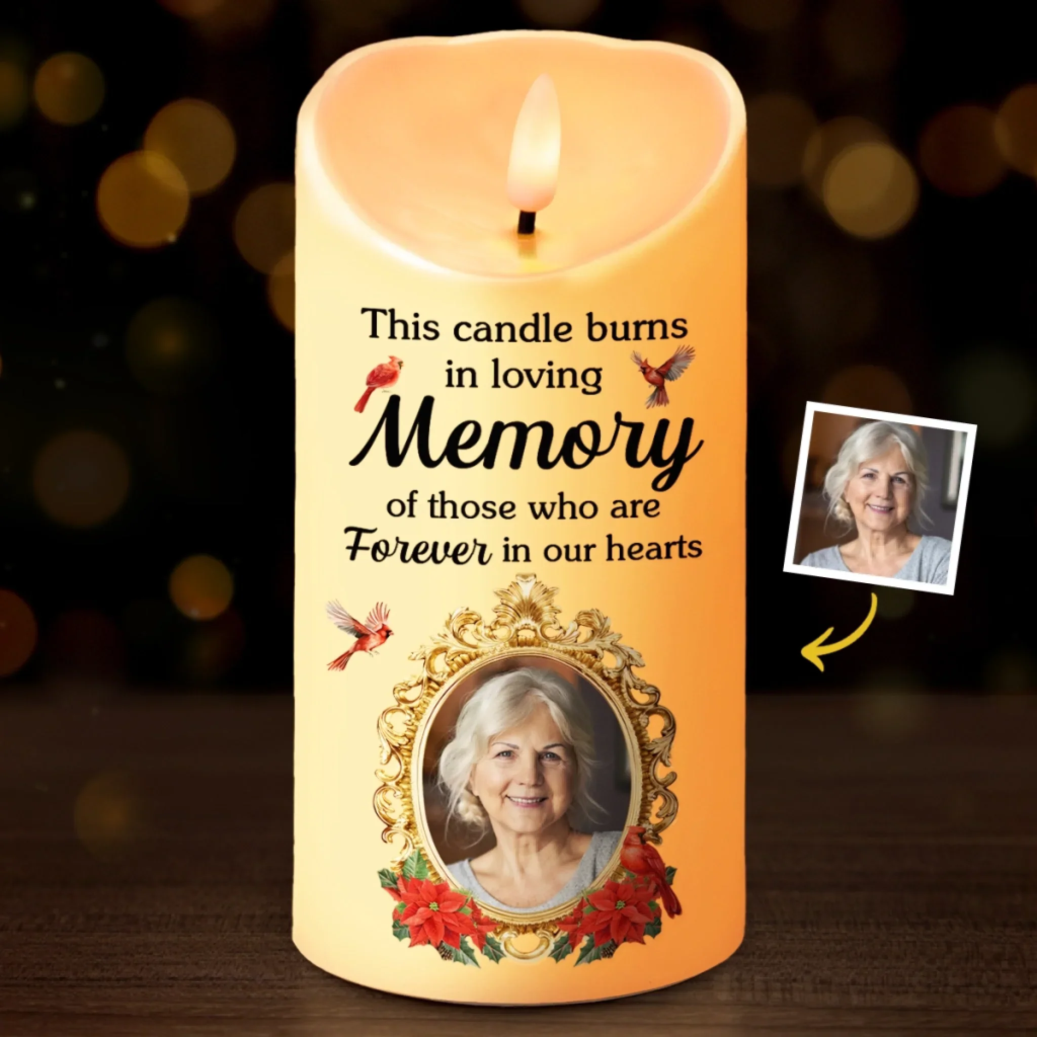 Custom Photo LED Candle - Personalized Christmas Memorial Sympathy Gifts For Loss Of Mom, Dad - Your Memory, My Endless Love - Robaser