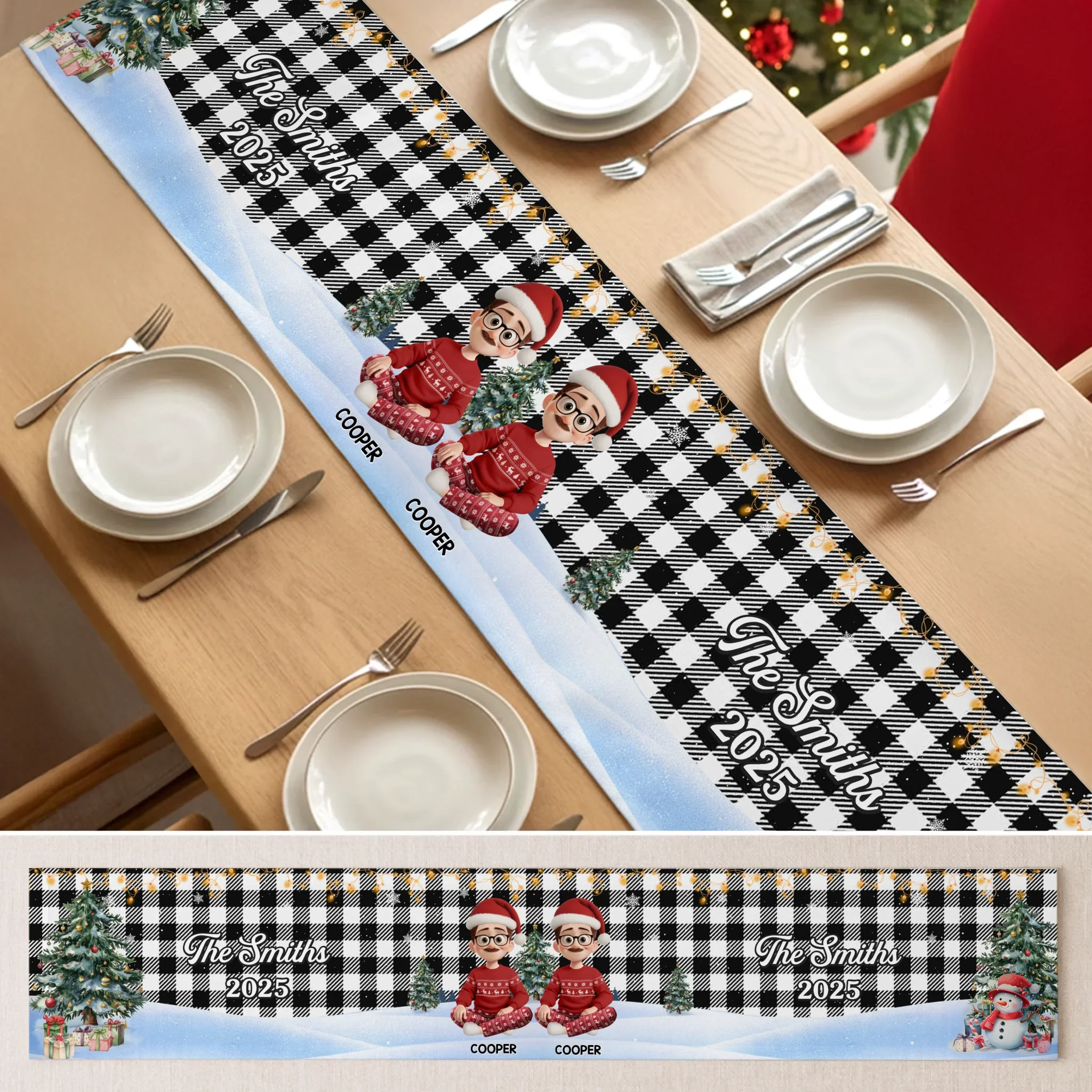 Custom Table Runner - Personalized Christmas Birthday Gifts For Mom, Dad, Brother, Sister, Kids - Together We Shine This Christmas - Robaser