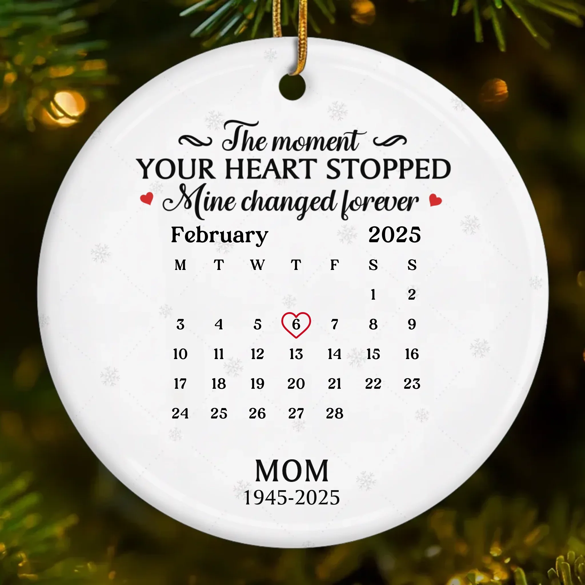 Custom Ceramic Ornament - Personalized Christmas Memorial Sympathy Gifts For Loss Of Mom, Dad - Gone From Sight, Never From Heart - Robaser