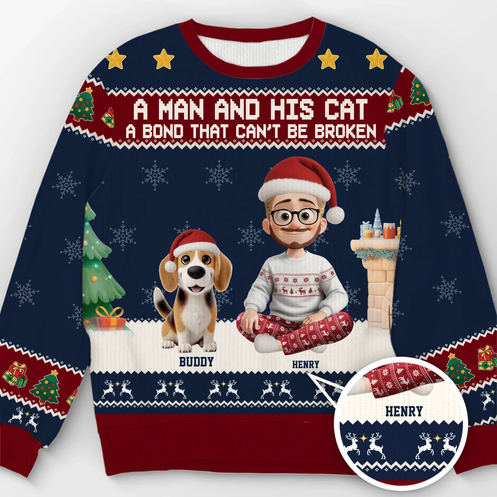 Custom Unisex Ugly Sweatshirt - Personalized  Christmas Birthday Gifts For Dog Cat Lovers, Dog Dad And Mom, Cat Owners - Santa Paws Approved - Robaser