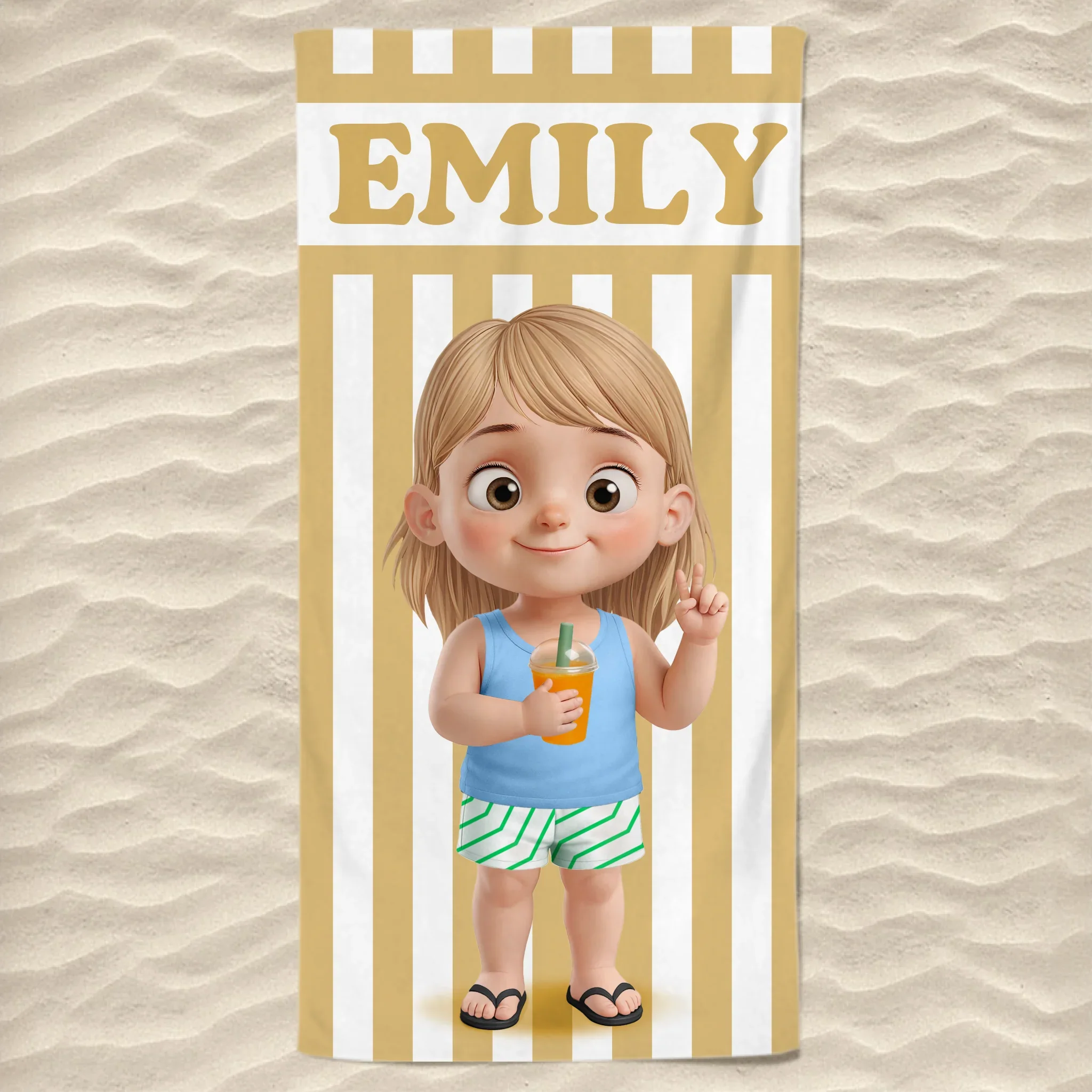 Custom Beach Towel - Personalized Summer Vacation And Travel Gifts For Family, Kids - Poolside Cuteness Overload - Robaser