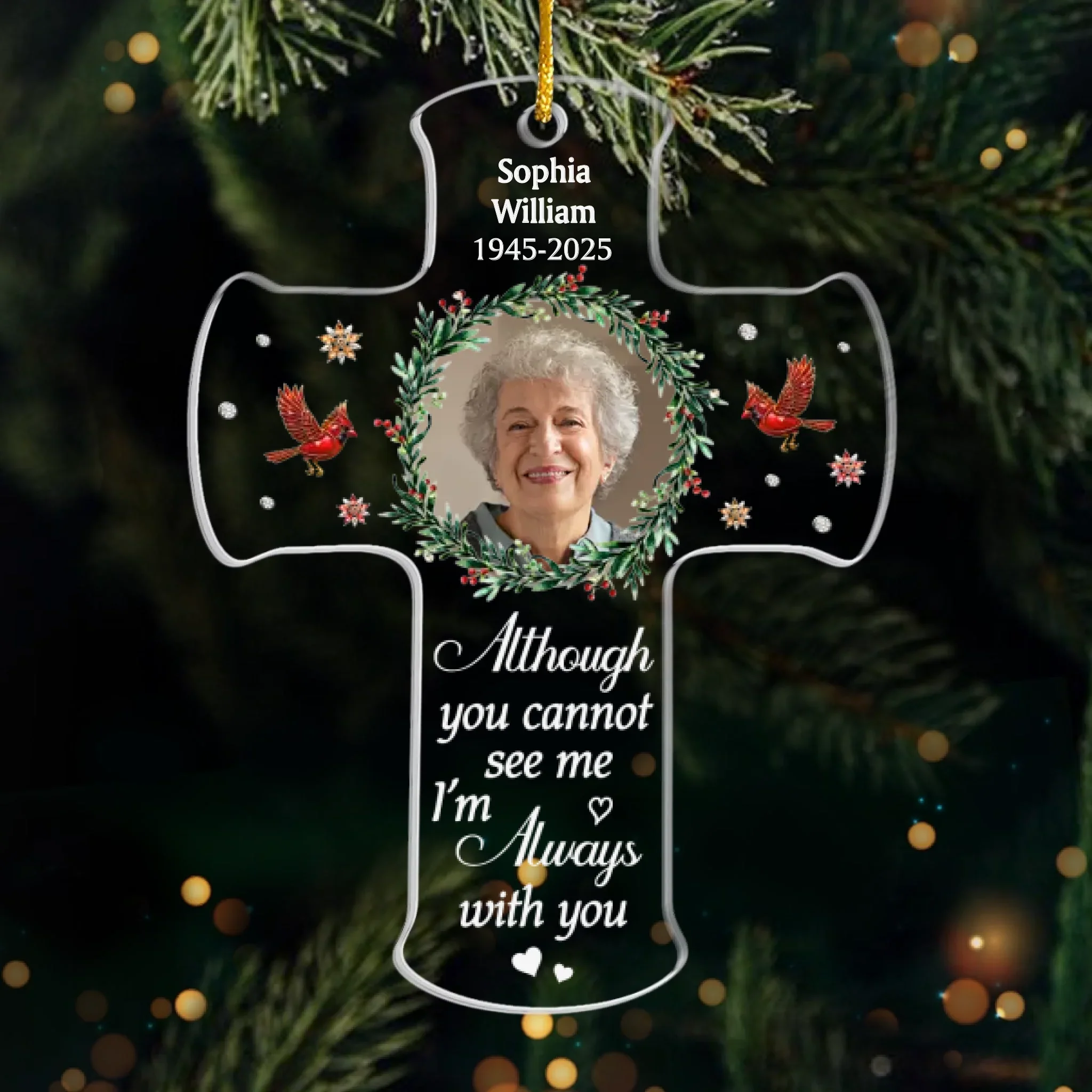 Custom Photo Cardinal Acrylic Ornament - Personalized Christmas Memorial Sympathy Gifts For Loss Of Mom, Dad - Your Spirit Lives Within Me - Robaser
