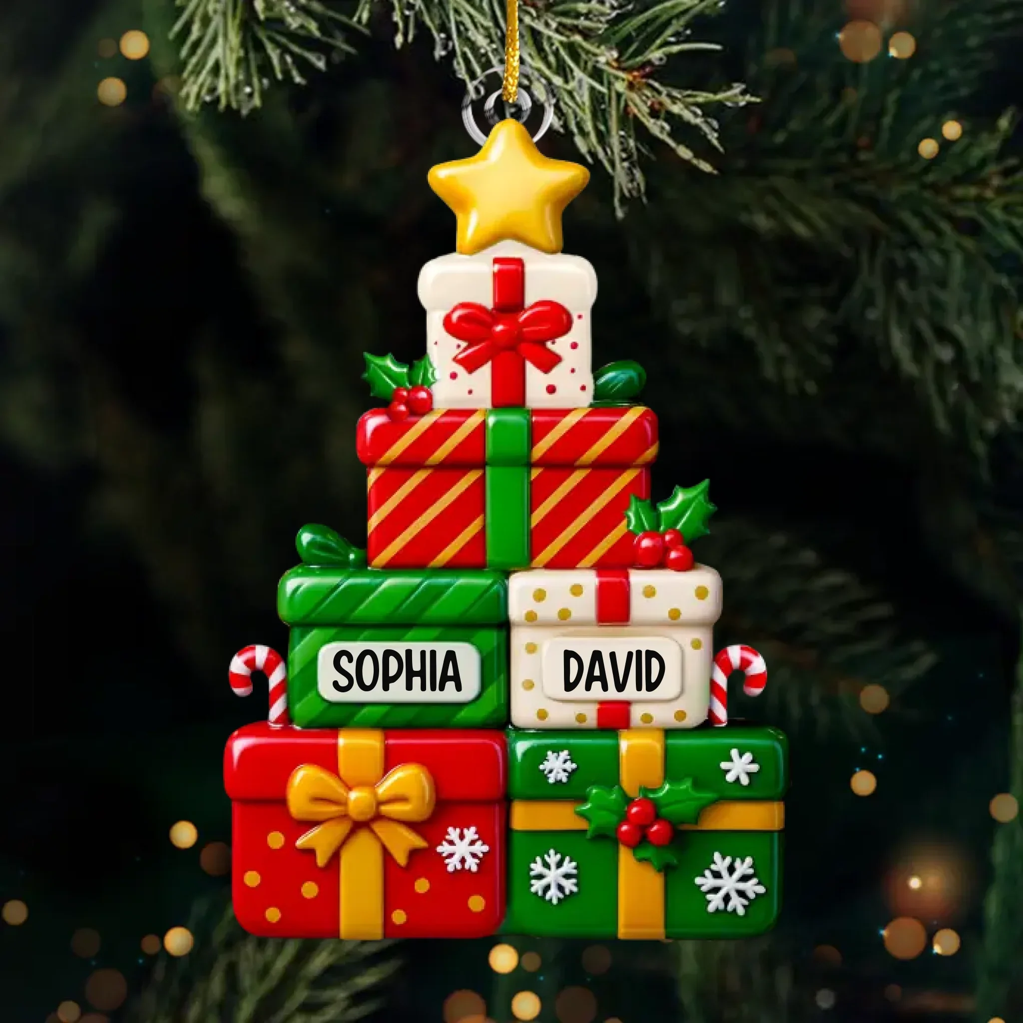 Custom Acrylic Ornament - Personalized Christmas Birthday Gifts For Mom, Dad, Brother, Sister, Kids - Family Love Lights Christmas - Robaser