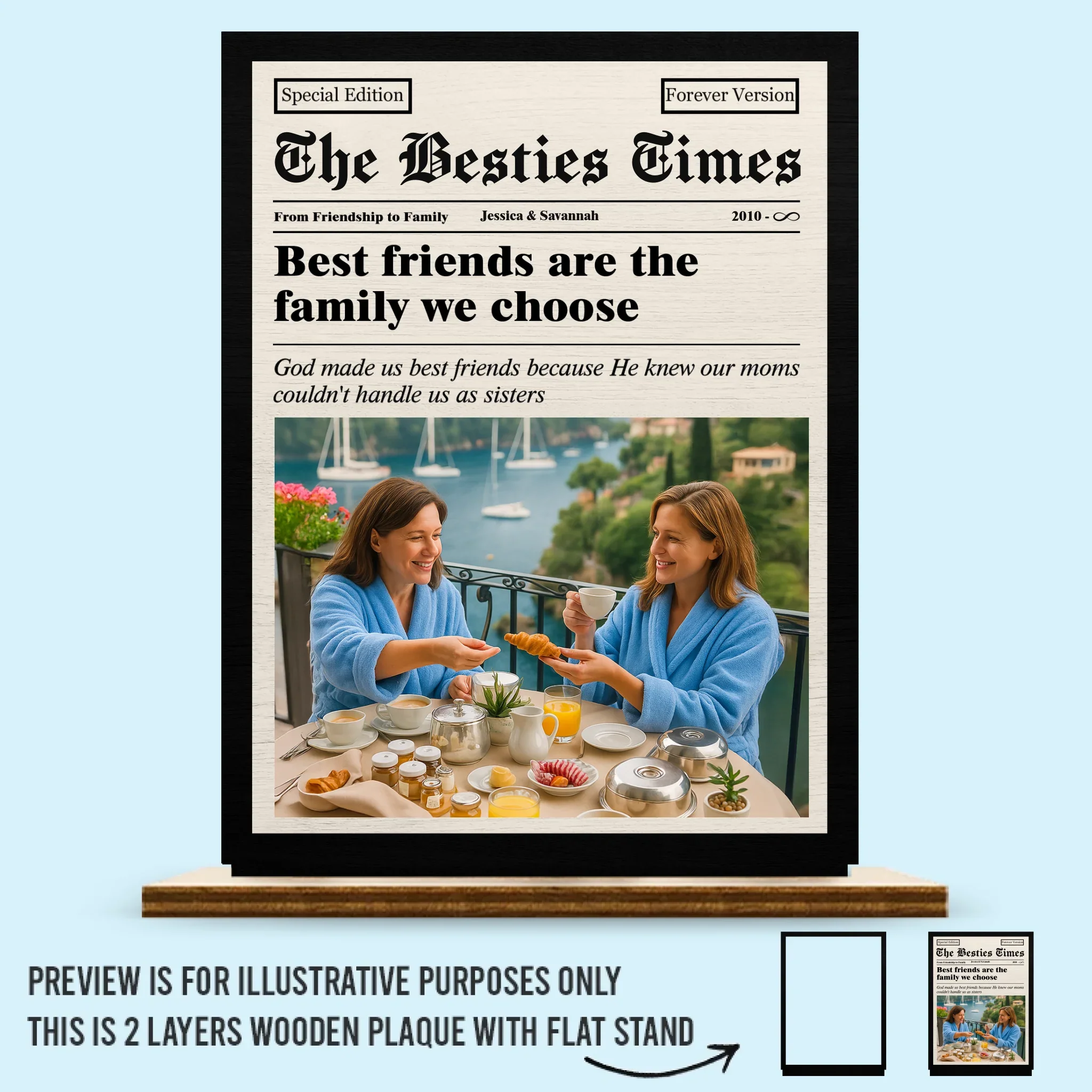 Custom Photo 2-Layered Wooden Plaque - Personalized Best Friend Birthday Gifts For Women - We Are Forever - Robaser