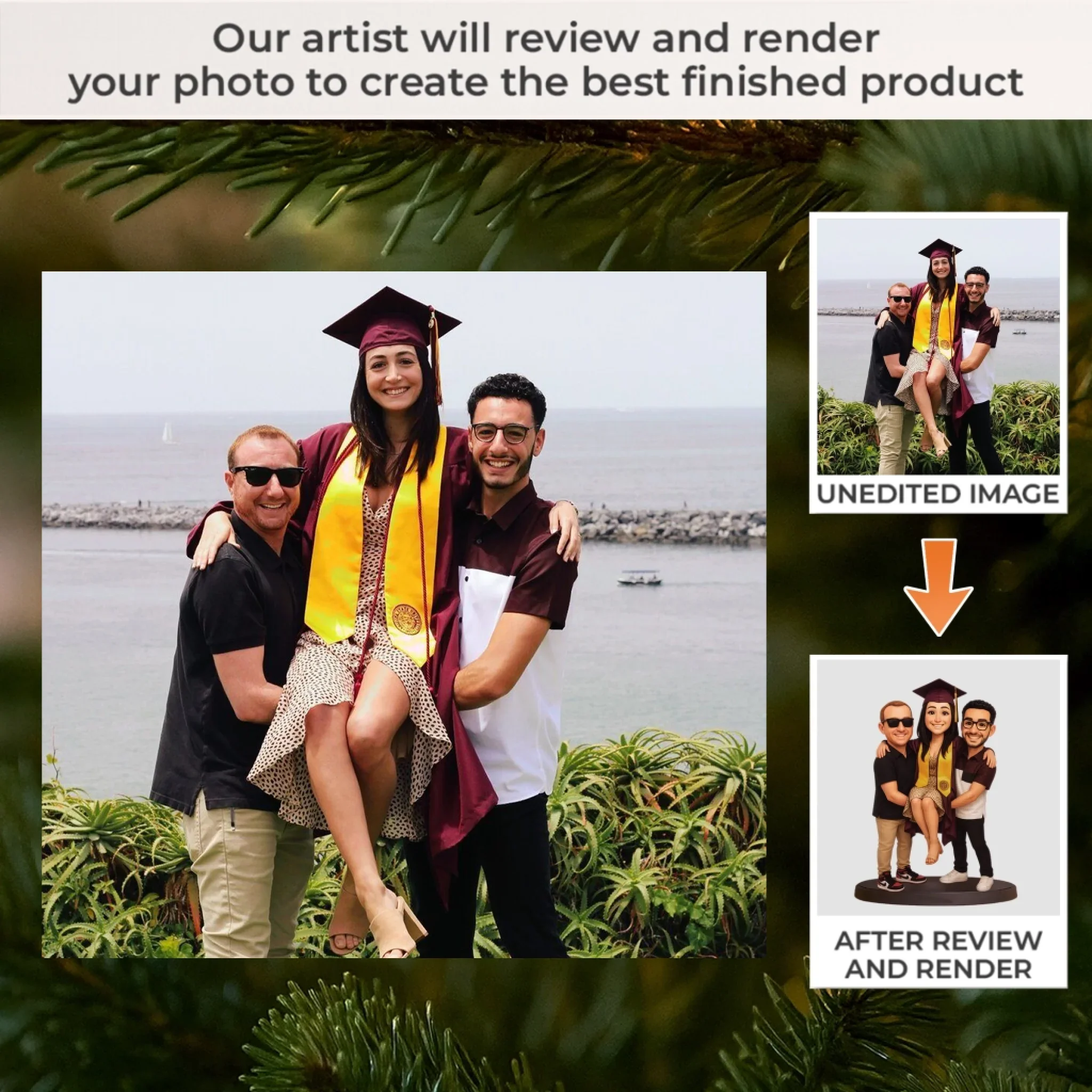 Custom Photo Acrylic Ornament - Personalized Christmas Birthday Gifts For Best Friends, Family, Coworker, Work Bestie, Husband And Wife, Dog Cat Lovers - Caps Off To New Beginnings - Robaser