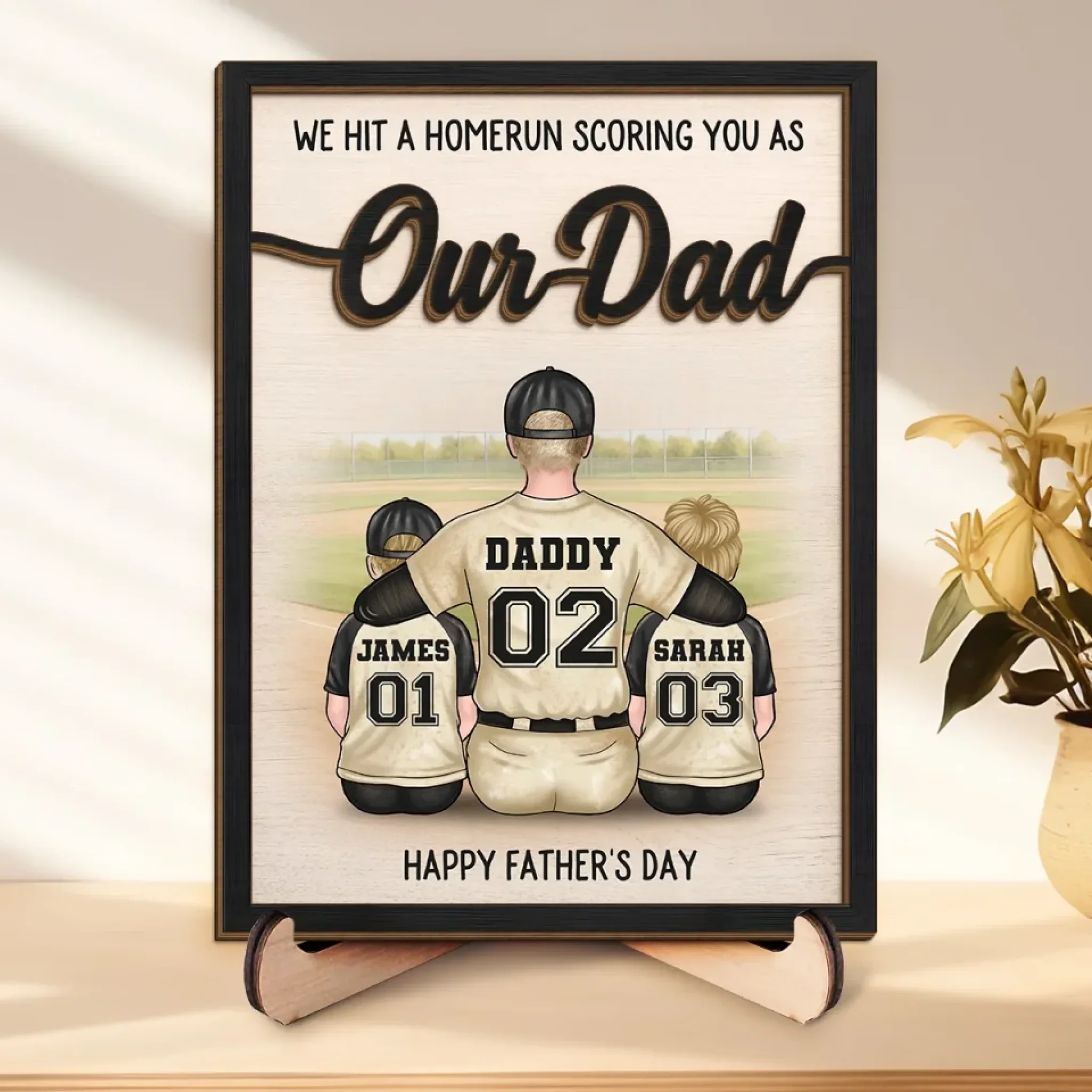 Our Coach, Our Hero, Our Dad - Family Personalized Custom 2-Layered Wooden Plaque With Stand - Father's Day, Gift For Dad, Sport Lovers, Sport Players - Robaser