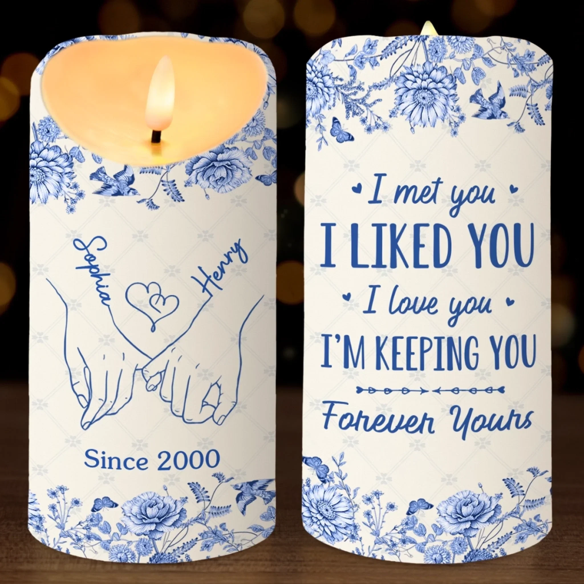 Custom LED Candle - Personalized Anniversary Christmas Wedding Gifts For Husband And Wife, Him And Her - A Symbol Of Forever In Every Glow - Robaser