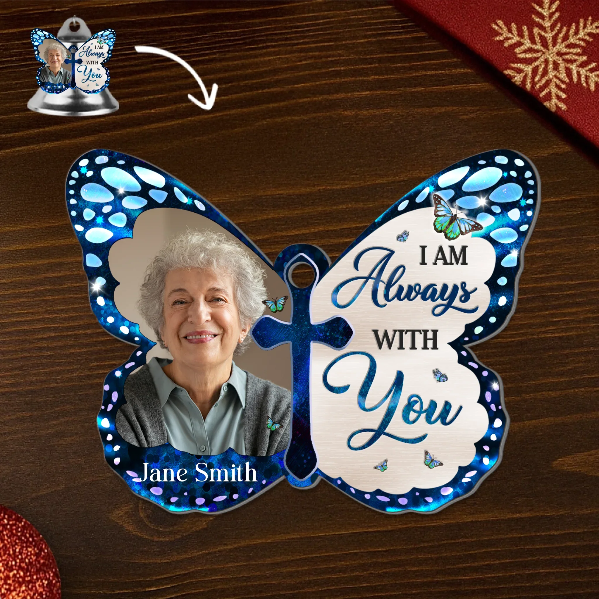 Custom Photo Bell Ornament With Charms - Personalized Memorial Sympathy Gifts For Loss Of Mom, Dad - Your Wings Were Ready But My Heart Was Not - Robaser