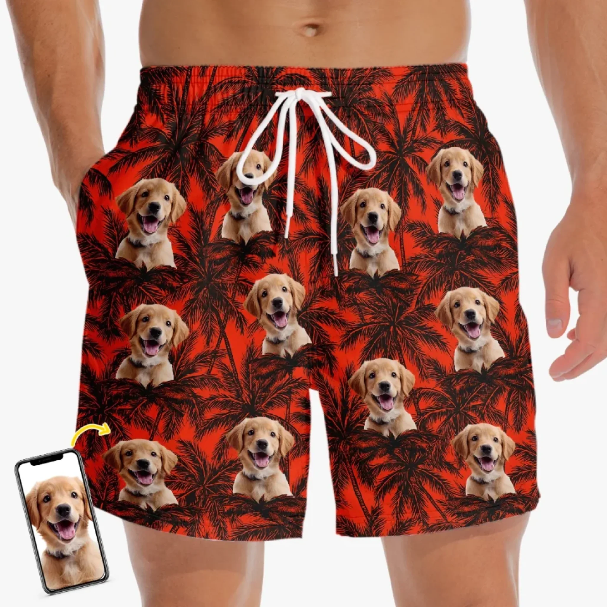 Custom Photo Pawty In Paradise - Dog & Cat Personalized Custom Tropical Hawaiian Aloha Men Beach Shorts - Summer Vacation Gift For Pet Owners, Pet Lovers - Robaser