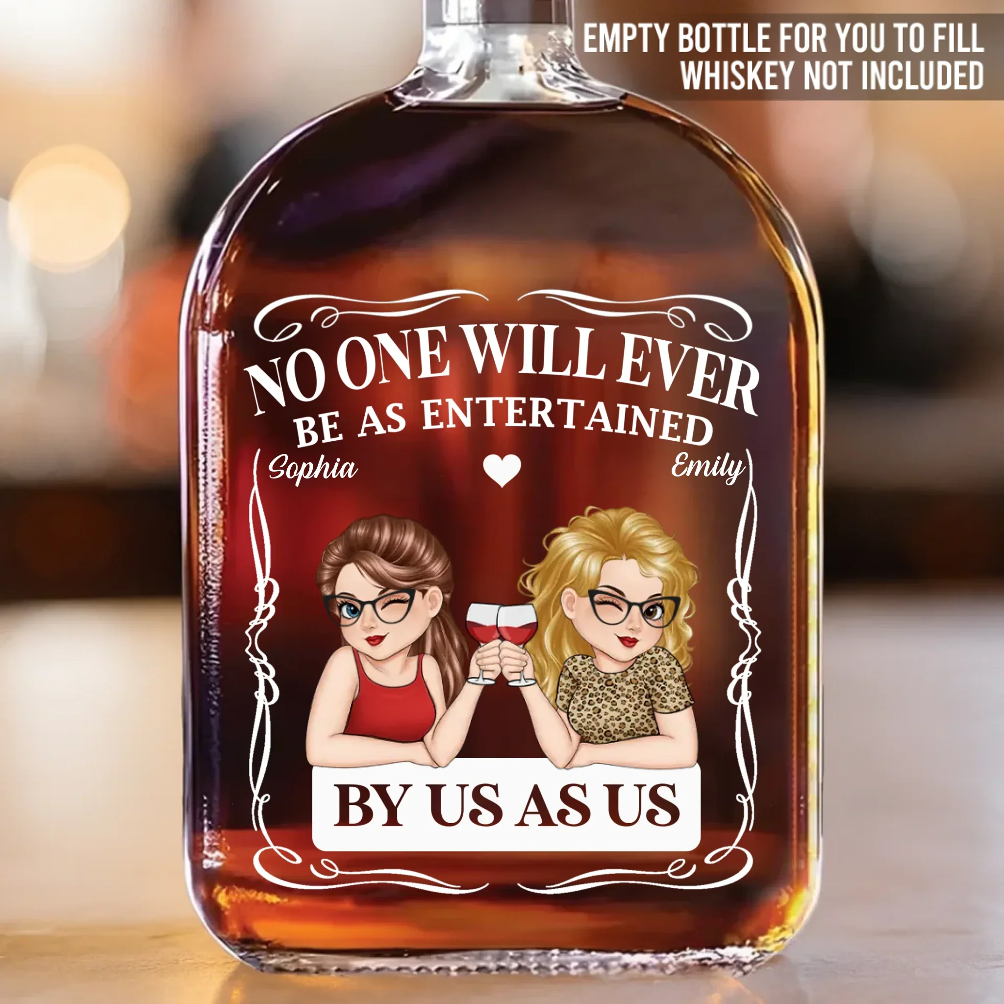 Custom Whiskey Bottle - Personalized Best Friend Birthday Gifts For Women, Besties, Sisters, BFF - Forever Cheers Together - Robaser