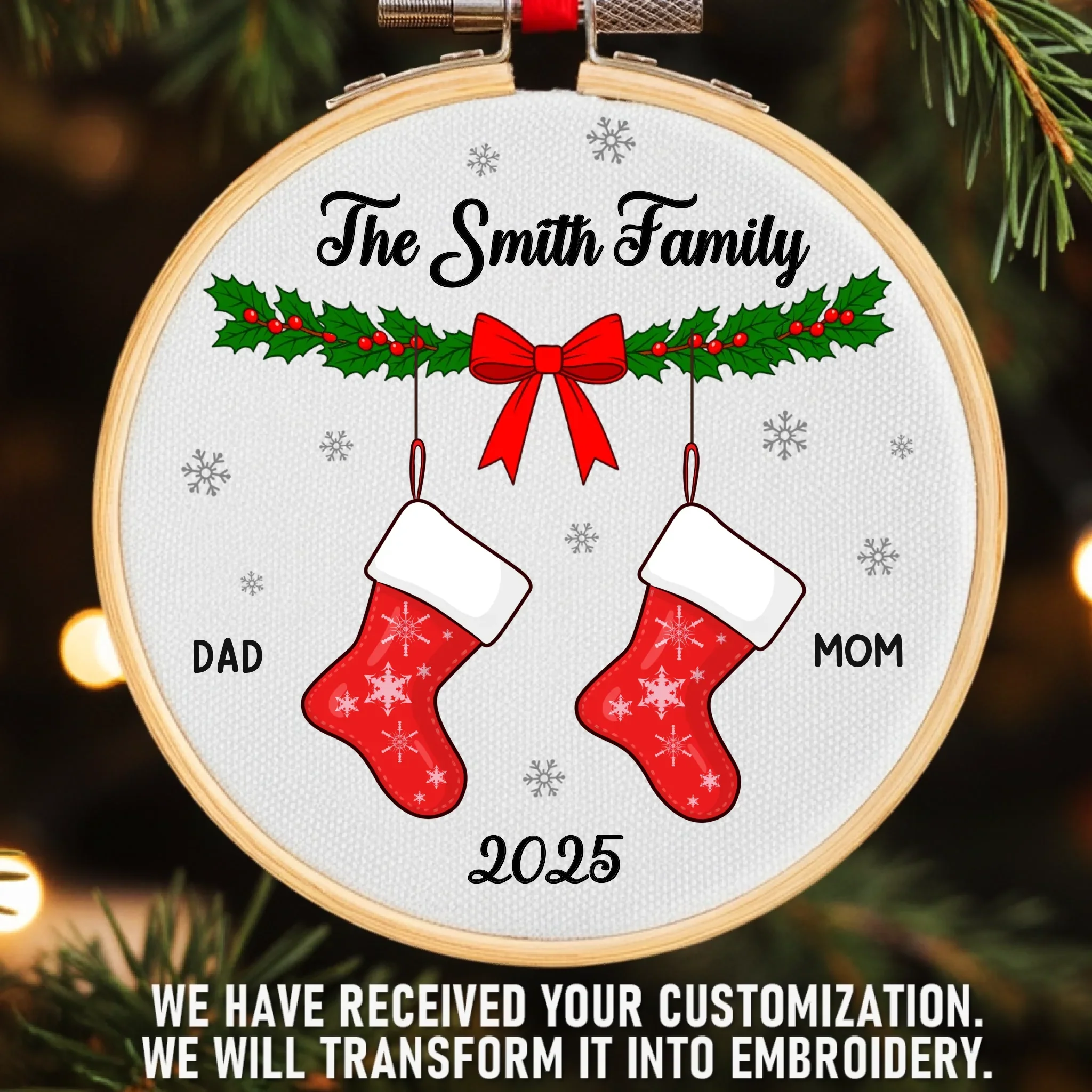 Custom Embroidered Ornament - Personalized Christmas Birthday Gifts For Mom, Dad, Brother, Sister, Kids - Sparkle And Shine Always - Robaser
