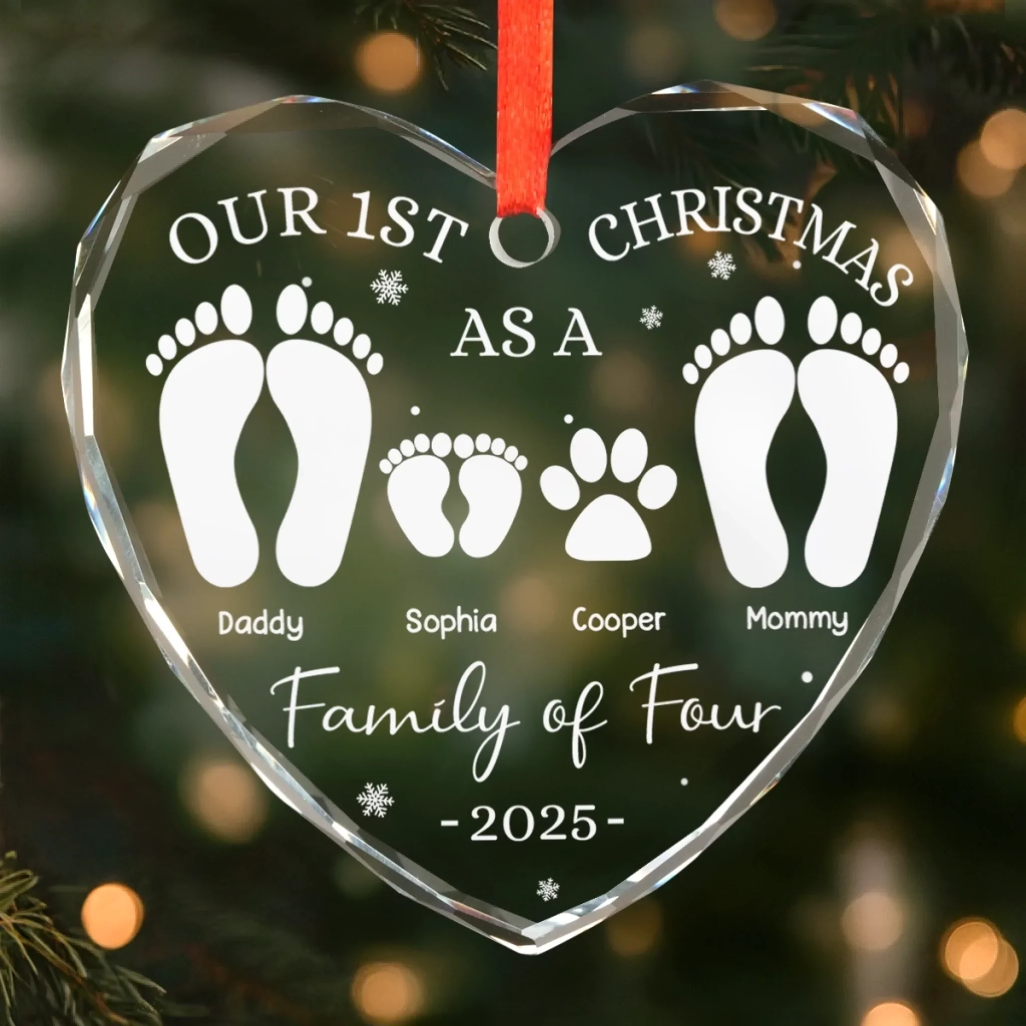 Custom Heart Glass Ornament - Personalized Christmas Birthday Gifts For Mom, Dad, Kids - Home Is Our Haven - Robaser