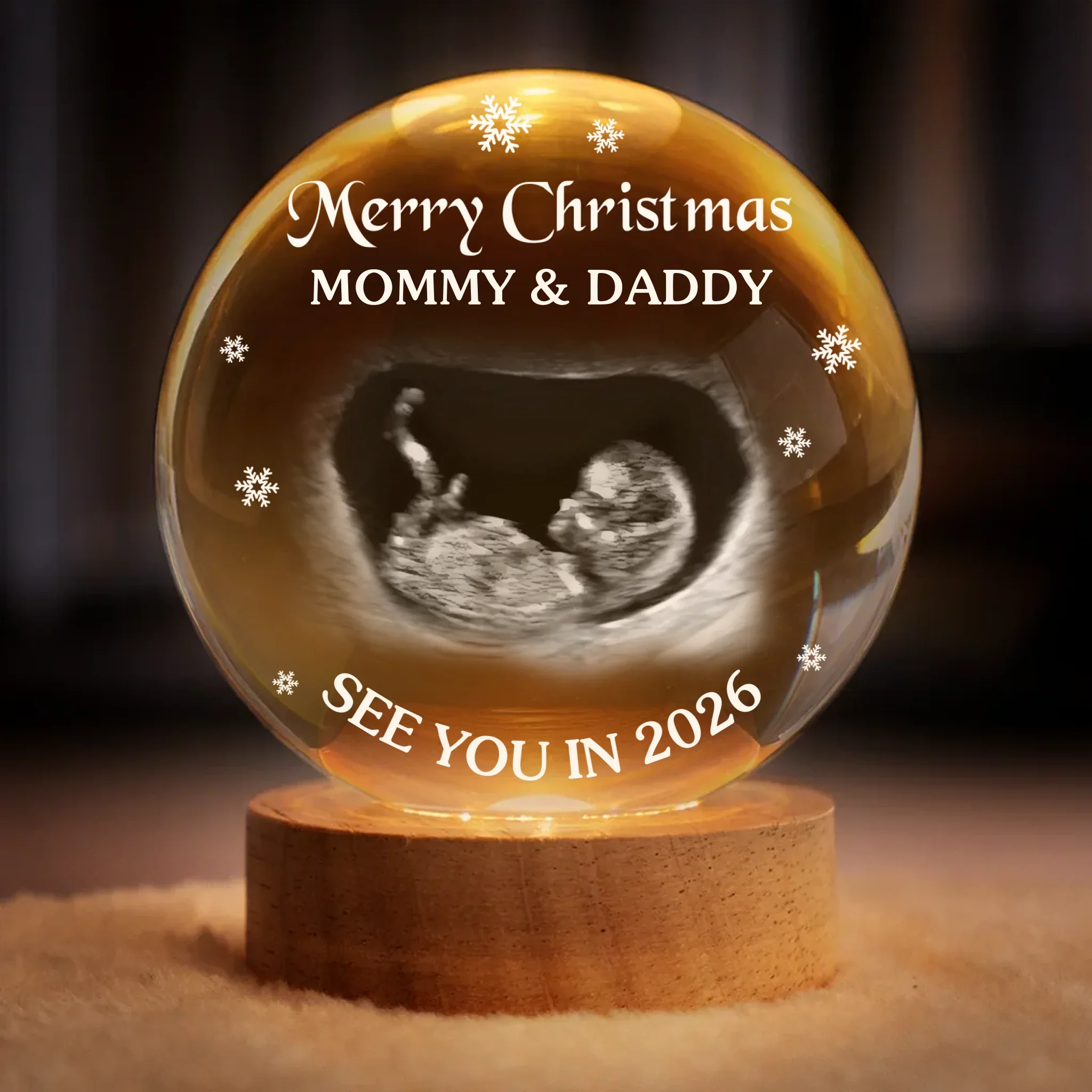 Custom Photo Crystal Globe Lamp - Personalized Christmas Baby Shower, Gifts For New Moms, New Dads, New Parents - You Are Our Light - Robaser