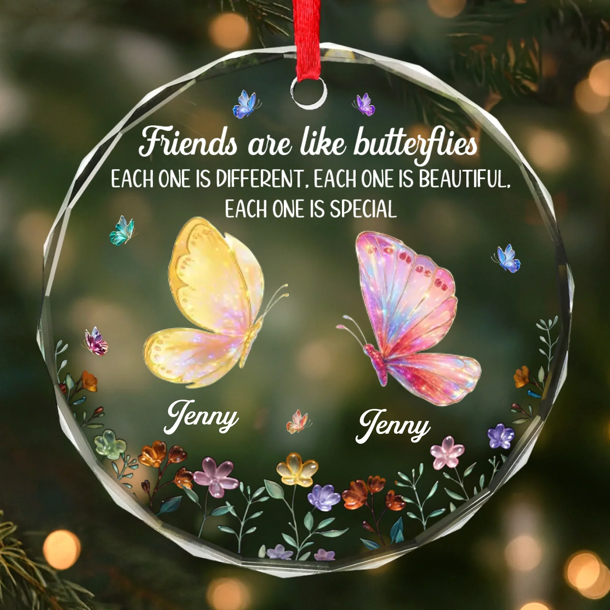 Custom Circle Glass Ornament - Personalized Best Friend Christmas Birthday Gifts For Women, Besties, Sisters, BFF - You Make My World Loud - Robaser