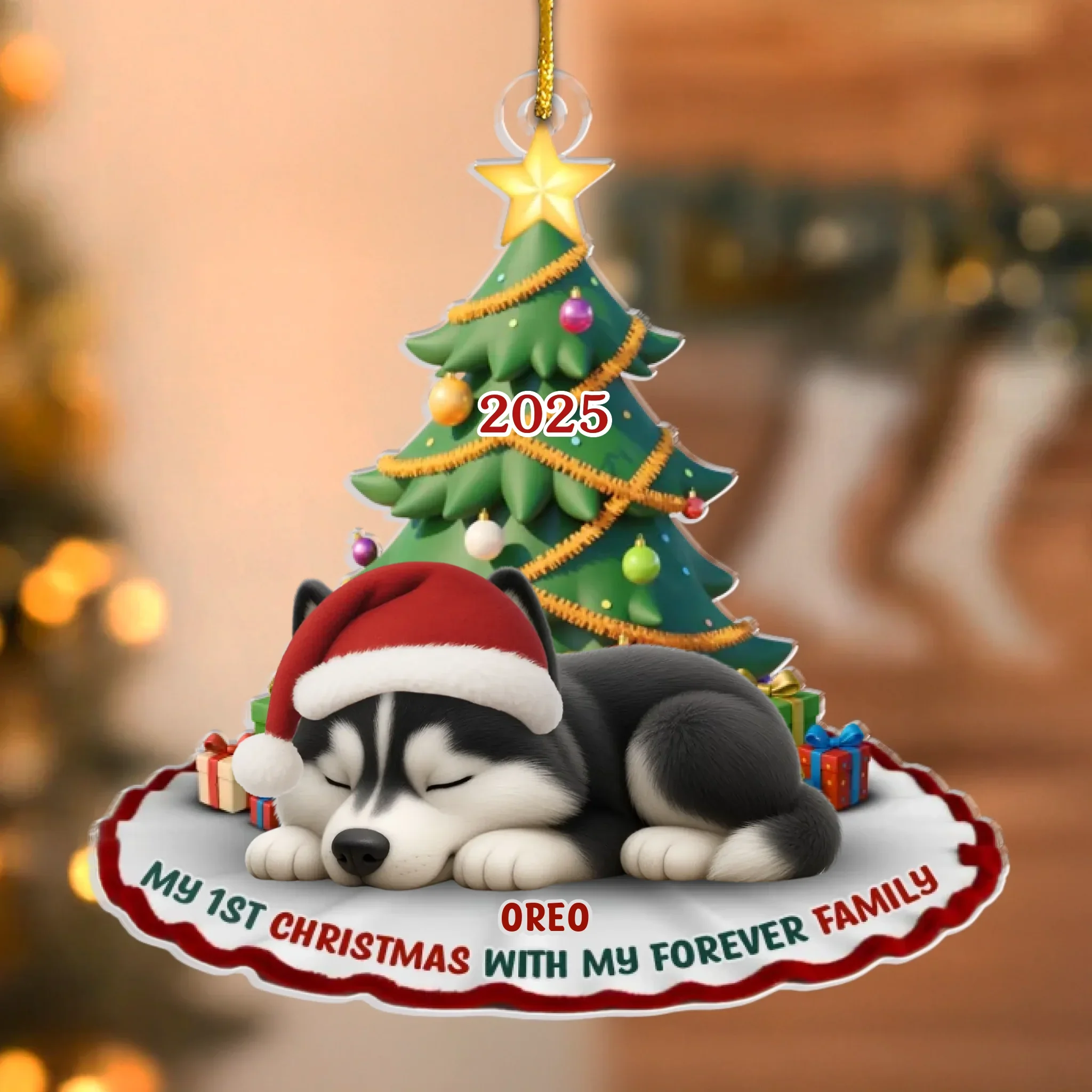 Custom First Christmas Acrylic Ornament - Personalized Christmas Birthday Gifts For Dog Cat Lovers, Dog Dad And Mom, Cat Owners - Purrfectly Festive - Robaser