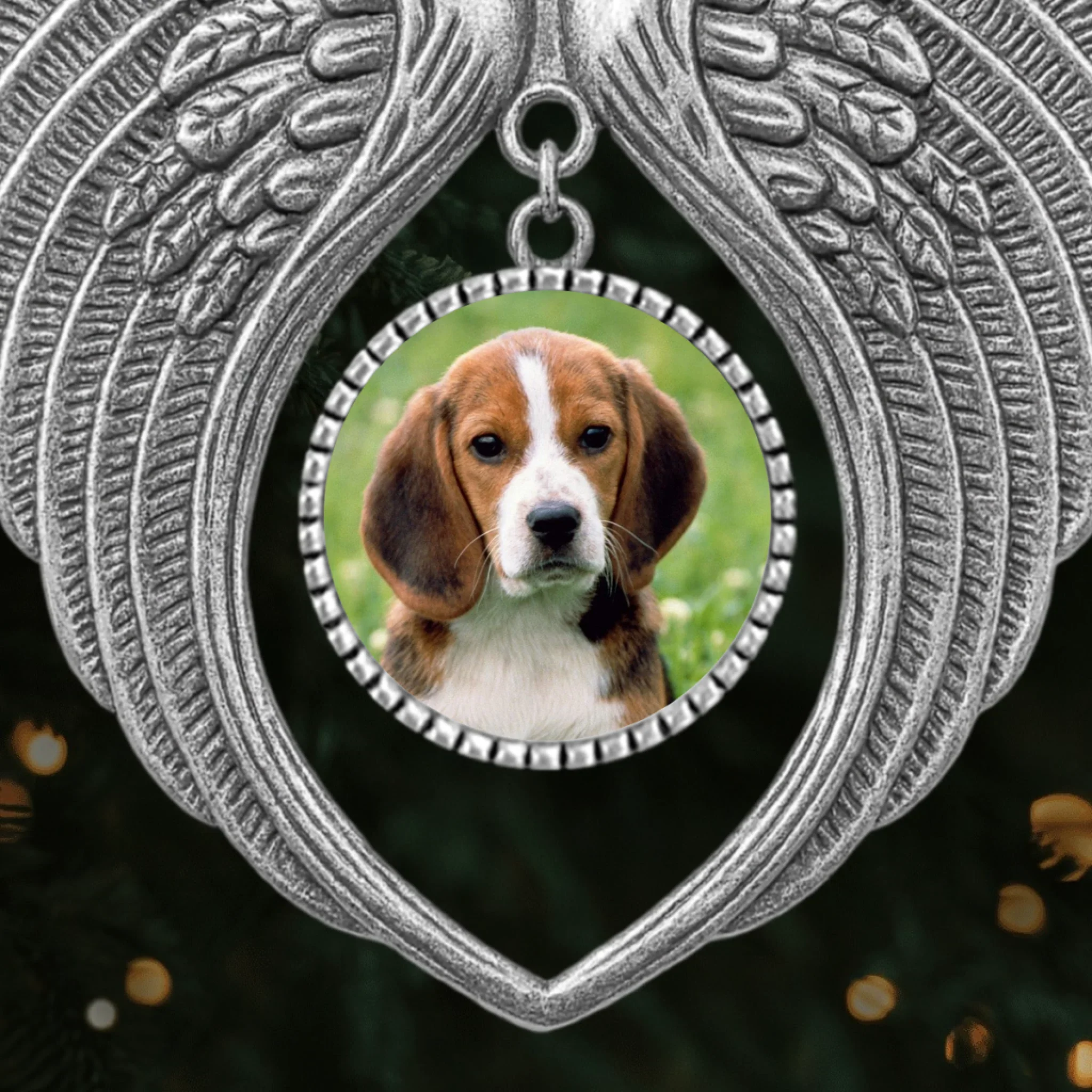 Custom Photo Metal Angel Wings Ornament - Personalized Pet Memorial Sympathy Gifts For Dogs, Cats - Forever Loved, Never Forgotten - Robaser