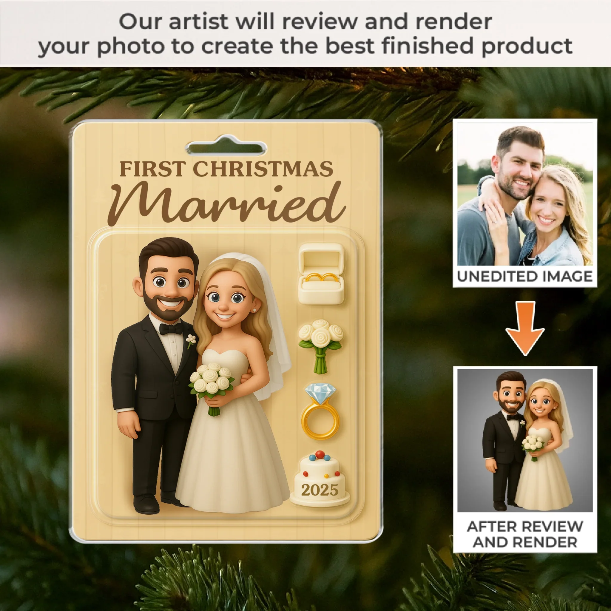 Custom Photo Acrylic Ornament - Personalized Anniversary Christmas Wedding Gifts For Husband And Wife, Him And Her - Unbox The Love Story - Robaser