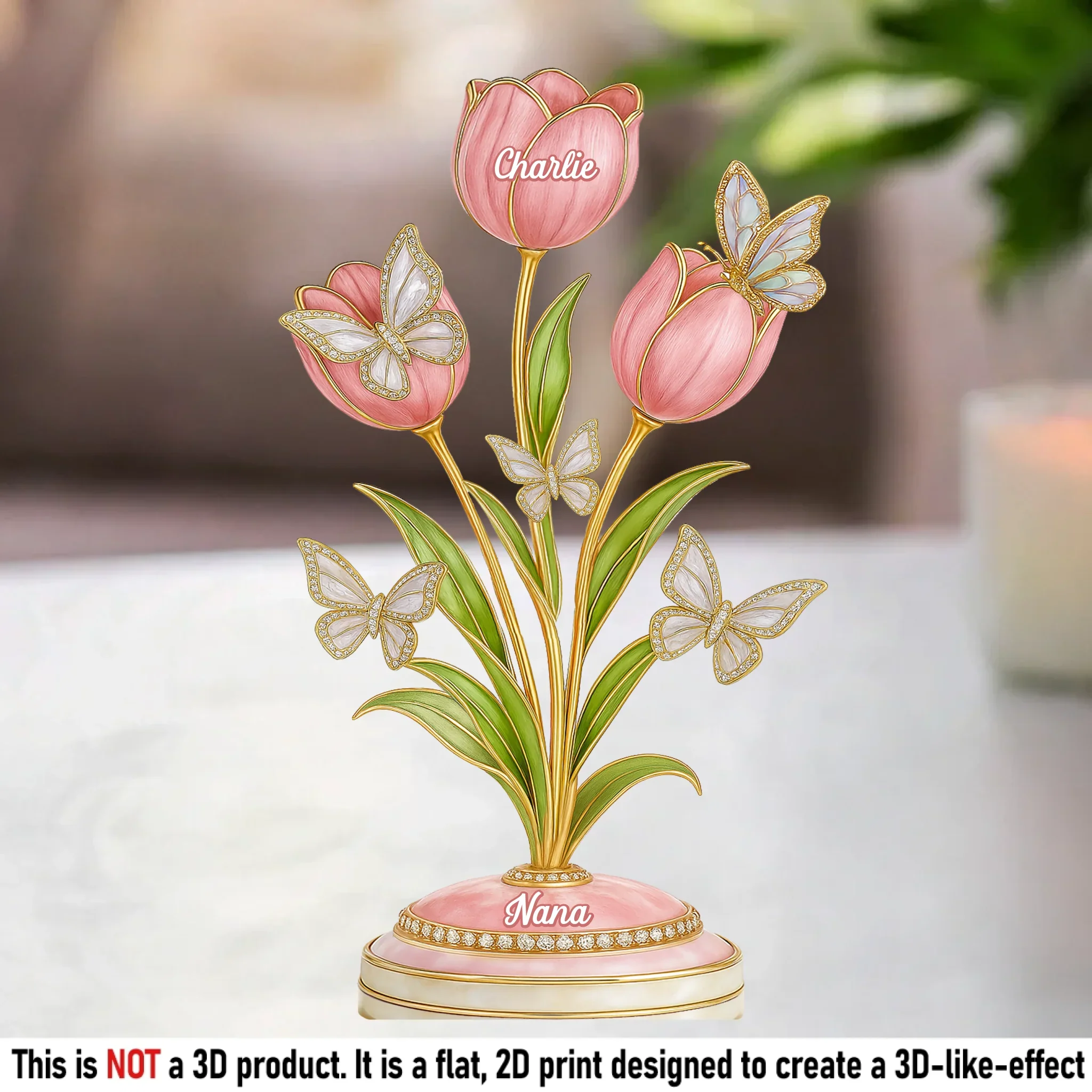 Her Love Makes Us Bloom - Family Personalized Custom Acrylic Plaque Custom Shape - Mother's Day, Gift For Mom, Grandma - Robaser