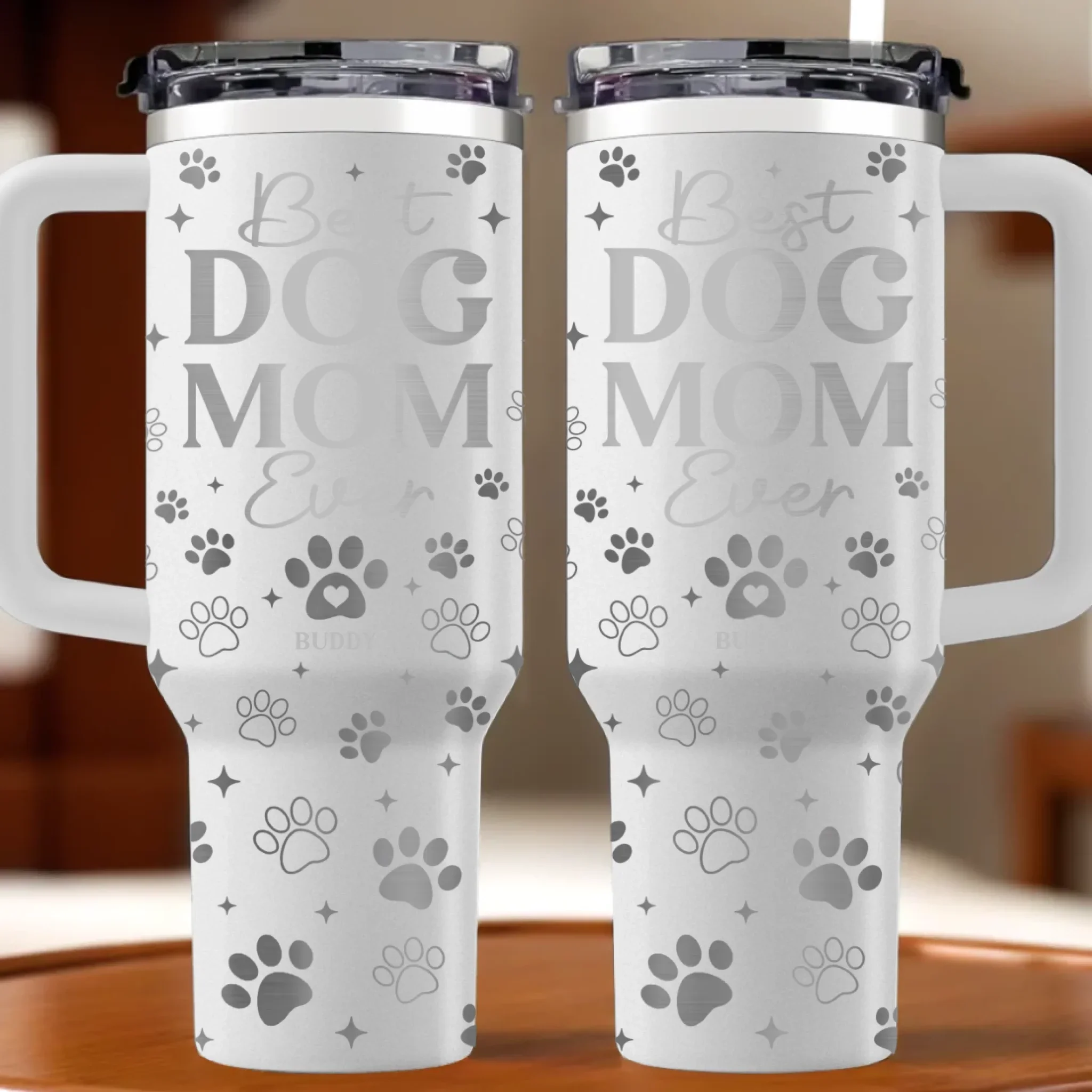 Rescued By My Dog Every Day - Dog Personalized Custom Engraved 40oz Tumbler With Handle - Gift For Pet Owners, Pet Lovers - Robaser
