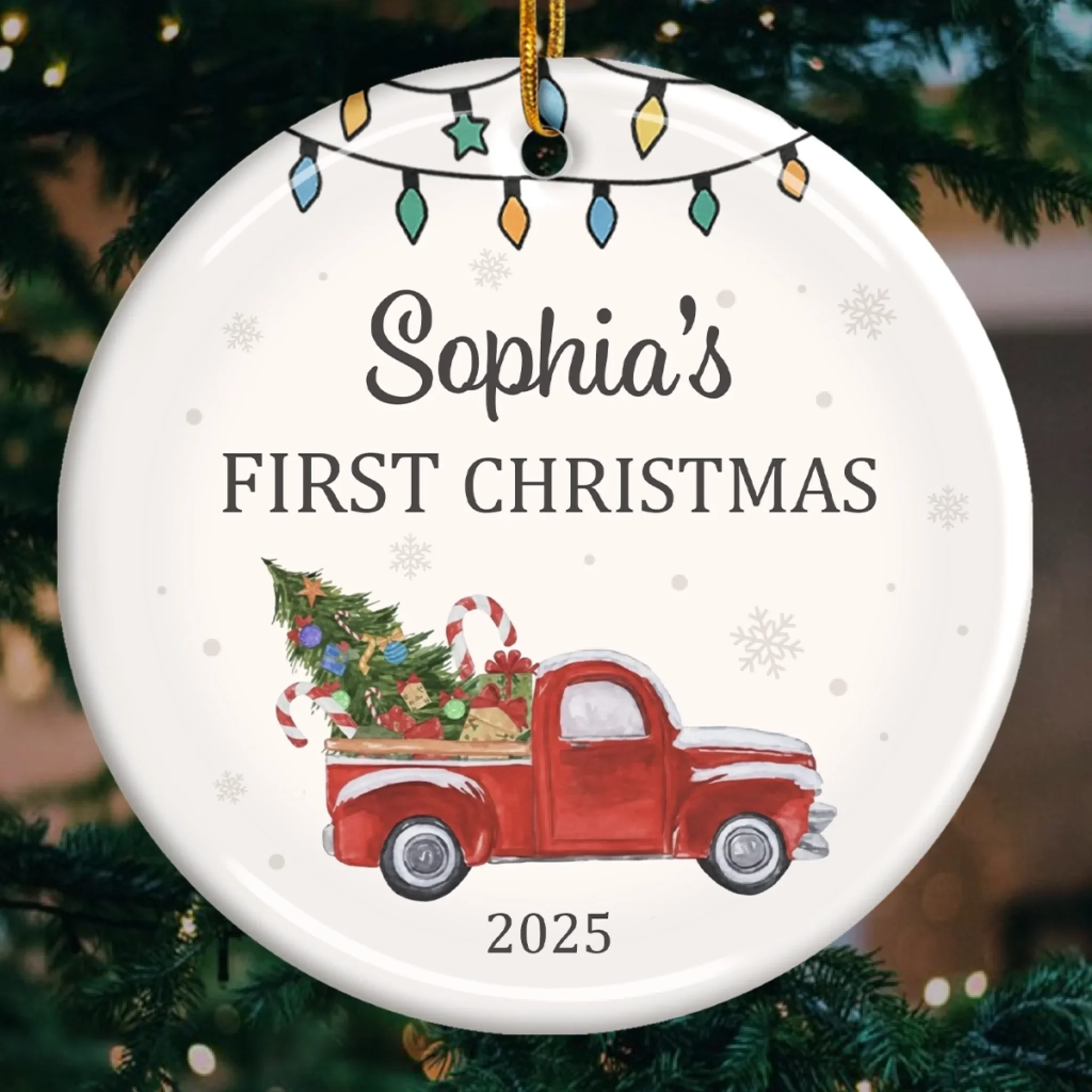 Custom Baby First Christmas Ceramic Ornament - Personalized Christmas Baby Shower, Gifts For New Moms, New Dads, New Parents - Tiny Wonders Light The First Christmas - Robaser