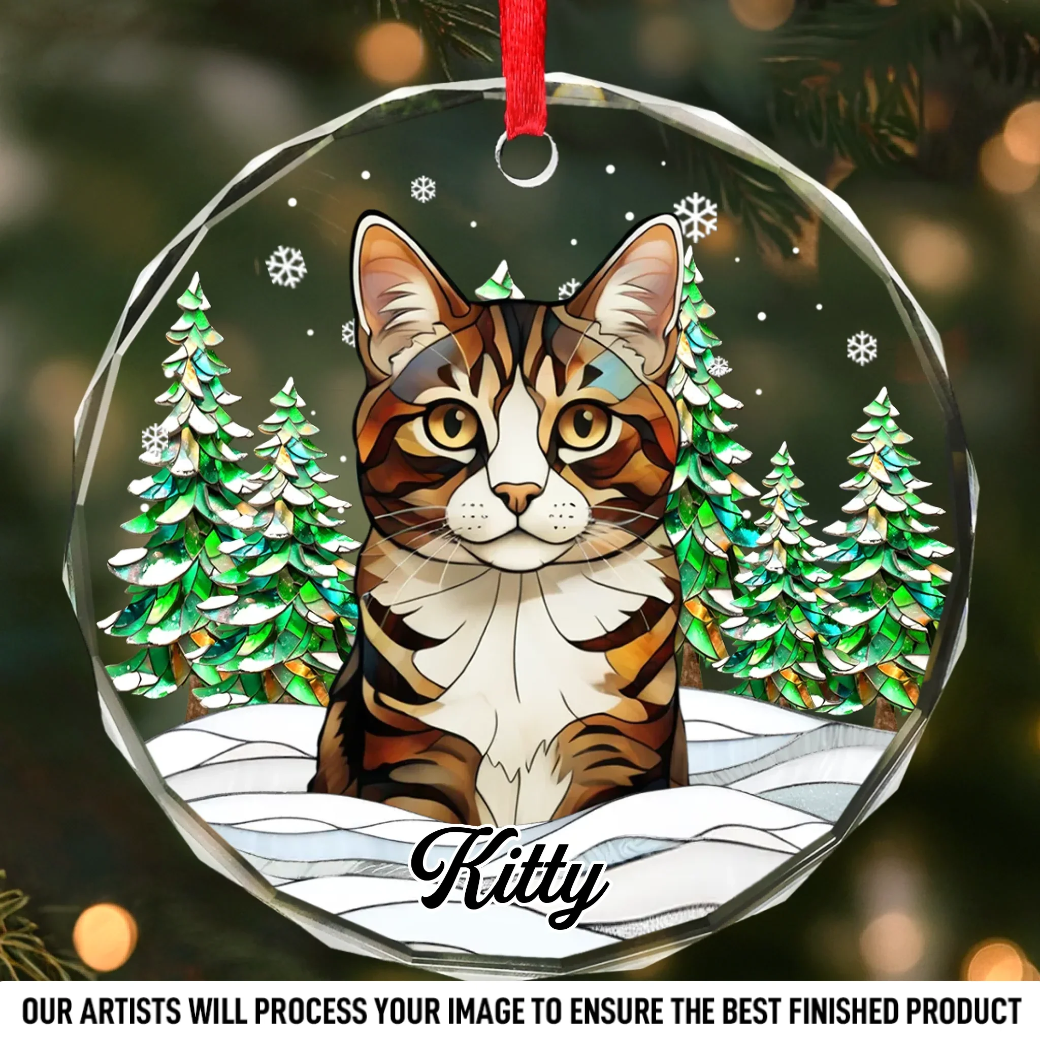 Custom Photo Circle Glass Ornament - Personalized Pet Christmas Memorial Sympathy Gifts For Dogs, Cats - Silent Whiskers Echo With Love - Robaser