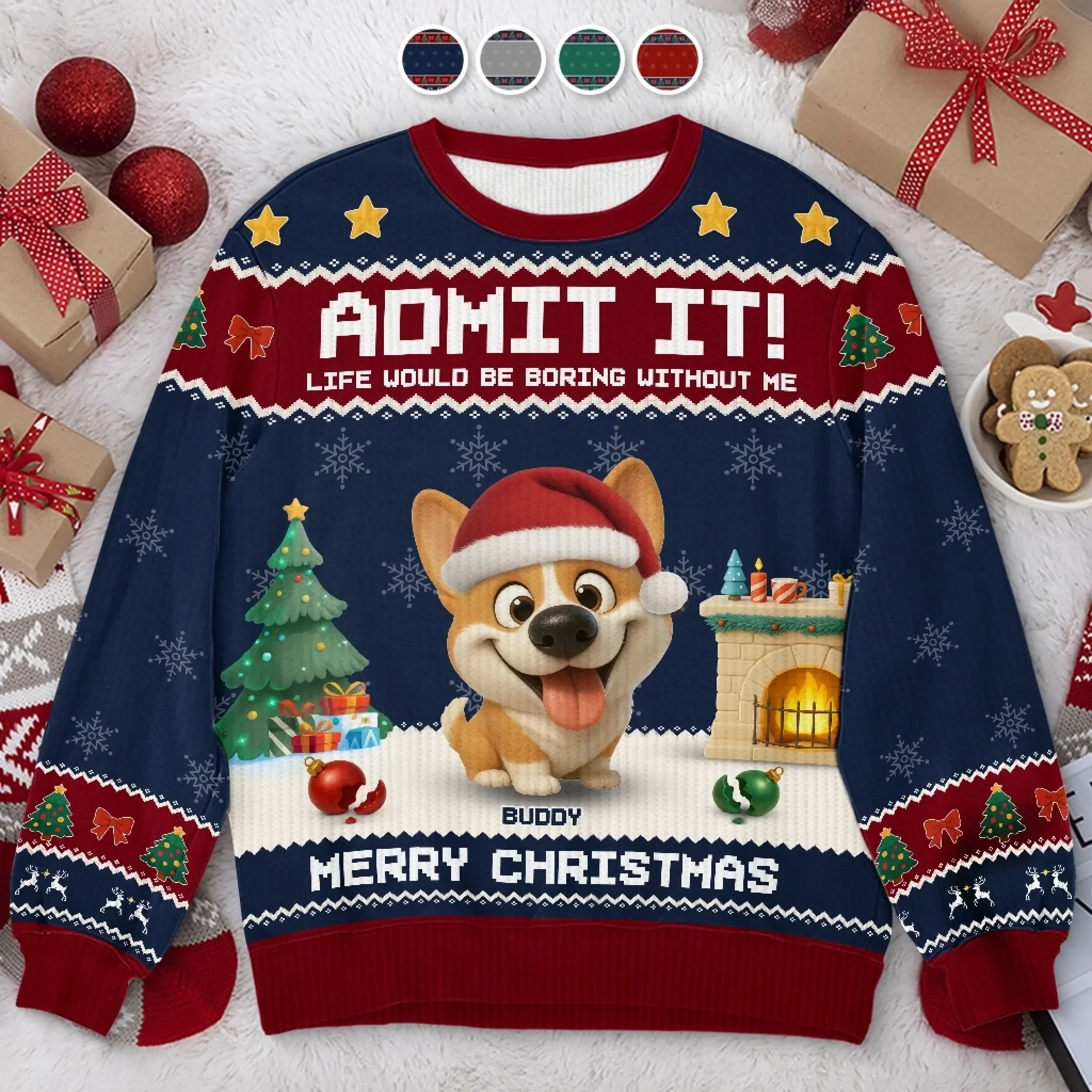 Custom Unisex Ugly Sweatshirt - Personalized  Christmas Birthday Gifts For Dog Lovers, Dog Dad And Mom - Life  s Ruff Without Me - Robaser