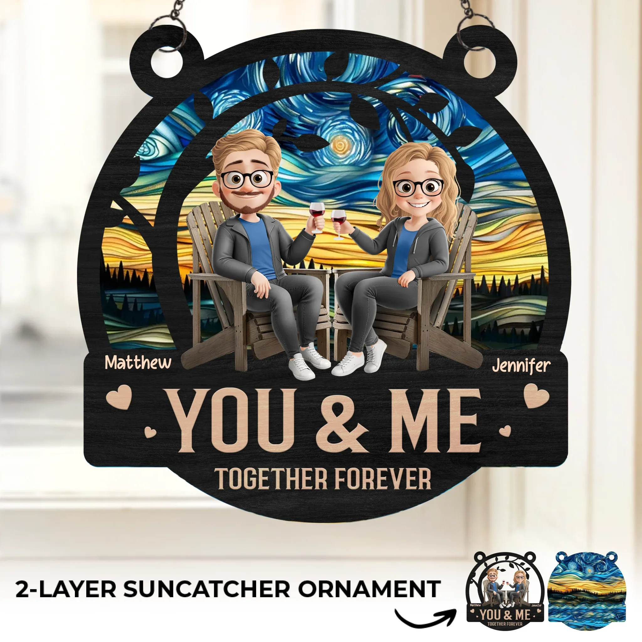 Still Together, Still Strong - Couple Personalized Window Hanging Suncatcher Ornament - Gift For Husband Wife, Anniversary - Robaser