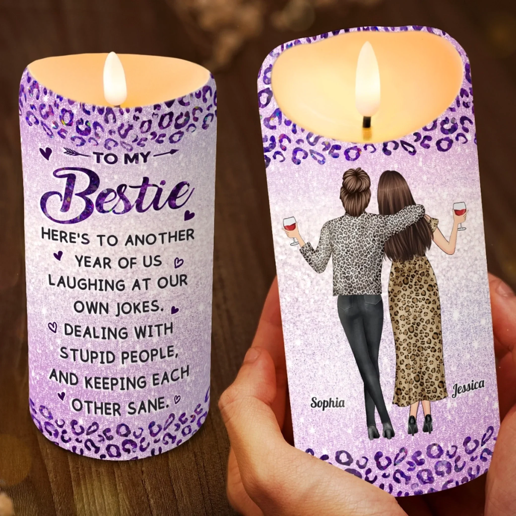 Custom LED Candle - Personalized Best Friend Birthday Gifts For Women, Besties, Sisters, BFF - Laughter Is Our Love Language - Robaser