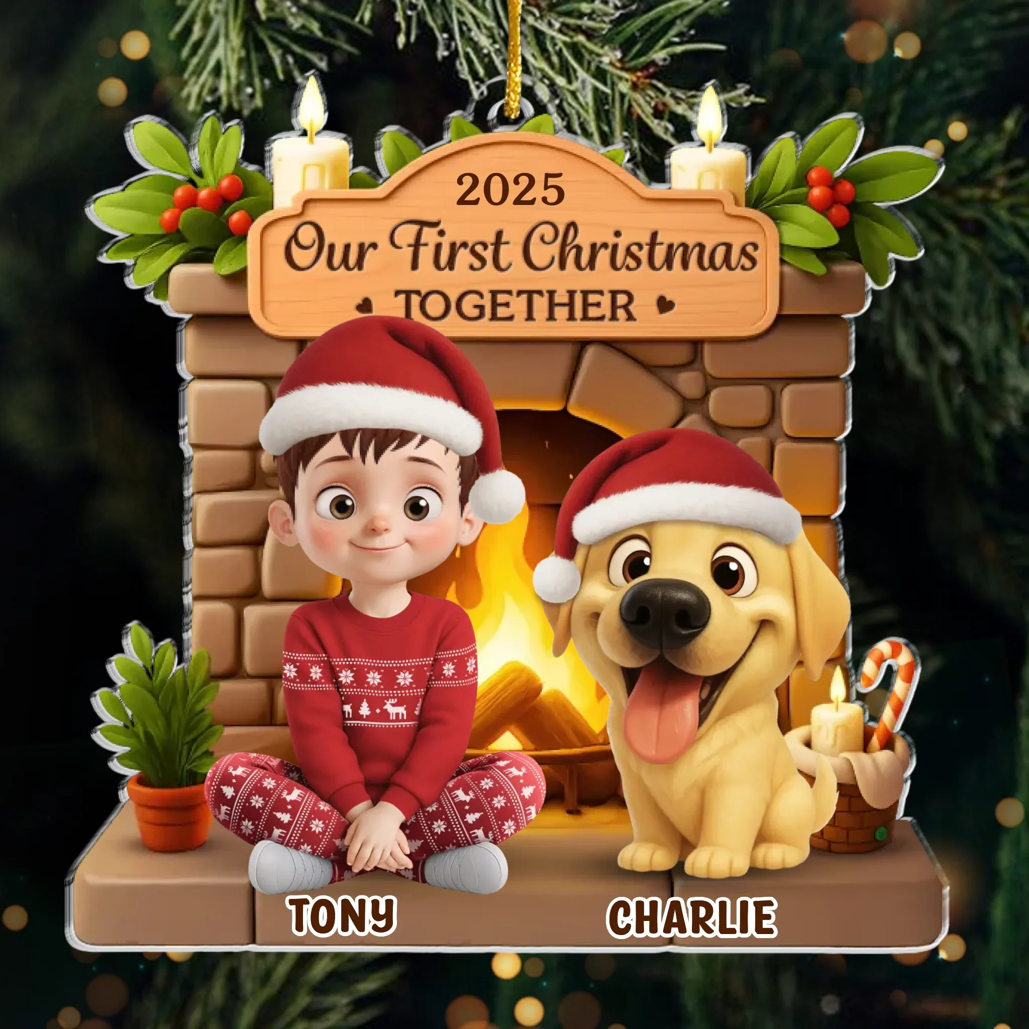 Custom First Christmas Acrylic Ornament - Personalized Christmas Baby Shower, Gender Reveal Gifts For New Moms, New Dads, New Parents, Dog Dad And Mom - Too Cute For The Naughty List - Robaser