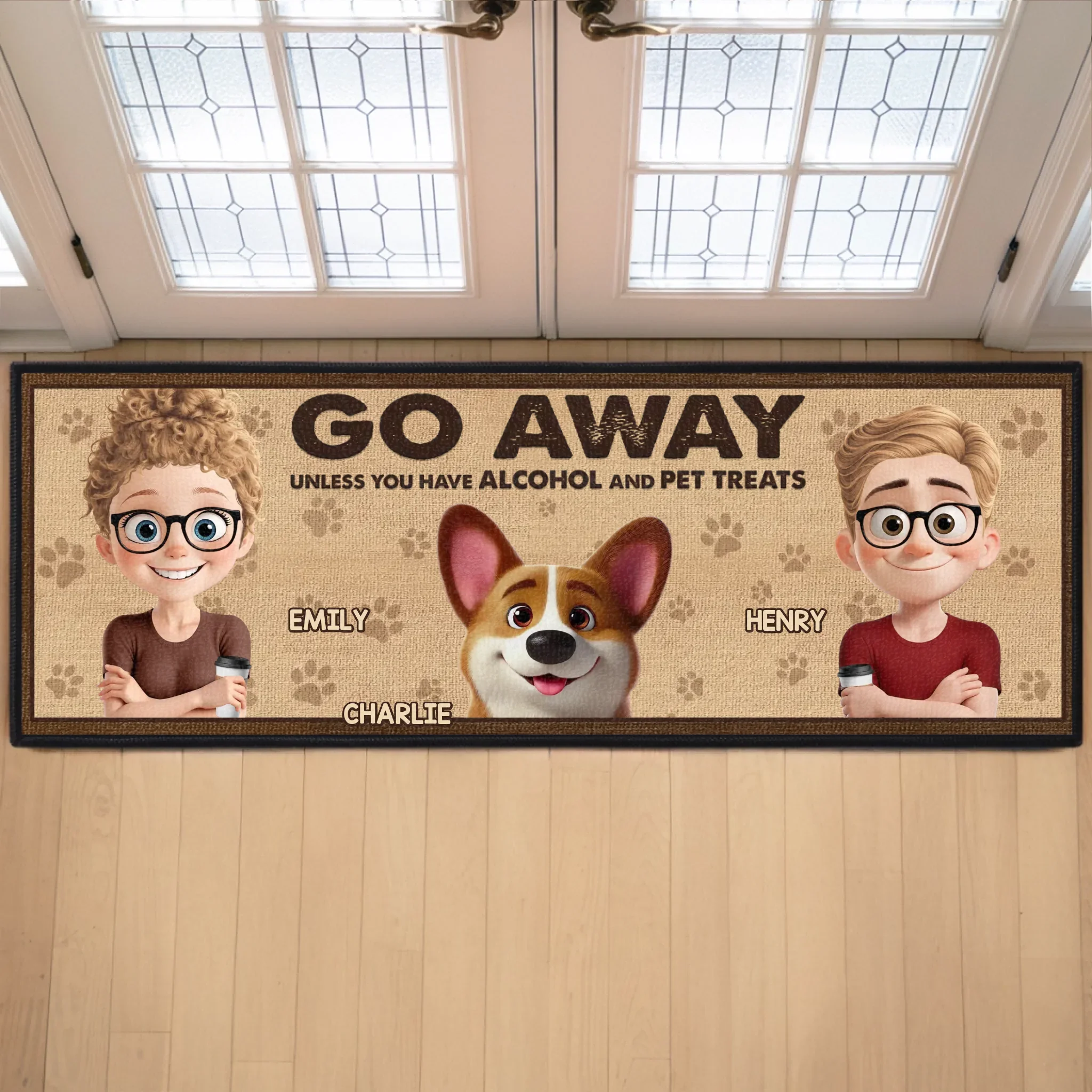 Custom Runner Rug - Personalized Anniversary Wedding Gifts For Husband And Wife, Dog Cat Lovers - Knock Only If You Have Treats - Robaser