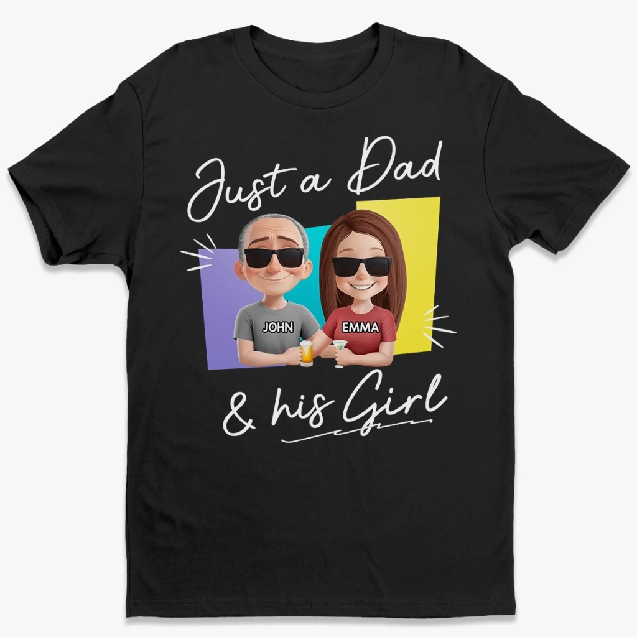 Just A Dad And His Children - Family Personalized Custom Unisex T-shirt, Premium T-shirt, Hoodie - Father's Day, Gift For Dad - Robaser