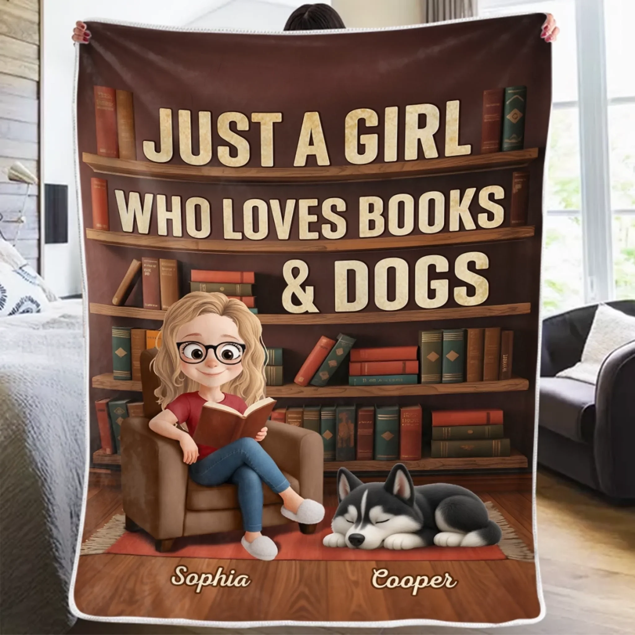 Custom Blanket - Personalized Christmas Bookish Gifts For Book Lovers, Bookworms, Dog Dad And Mom - Every Good Book Deserves A Furry Audience - Robaser
