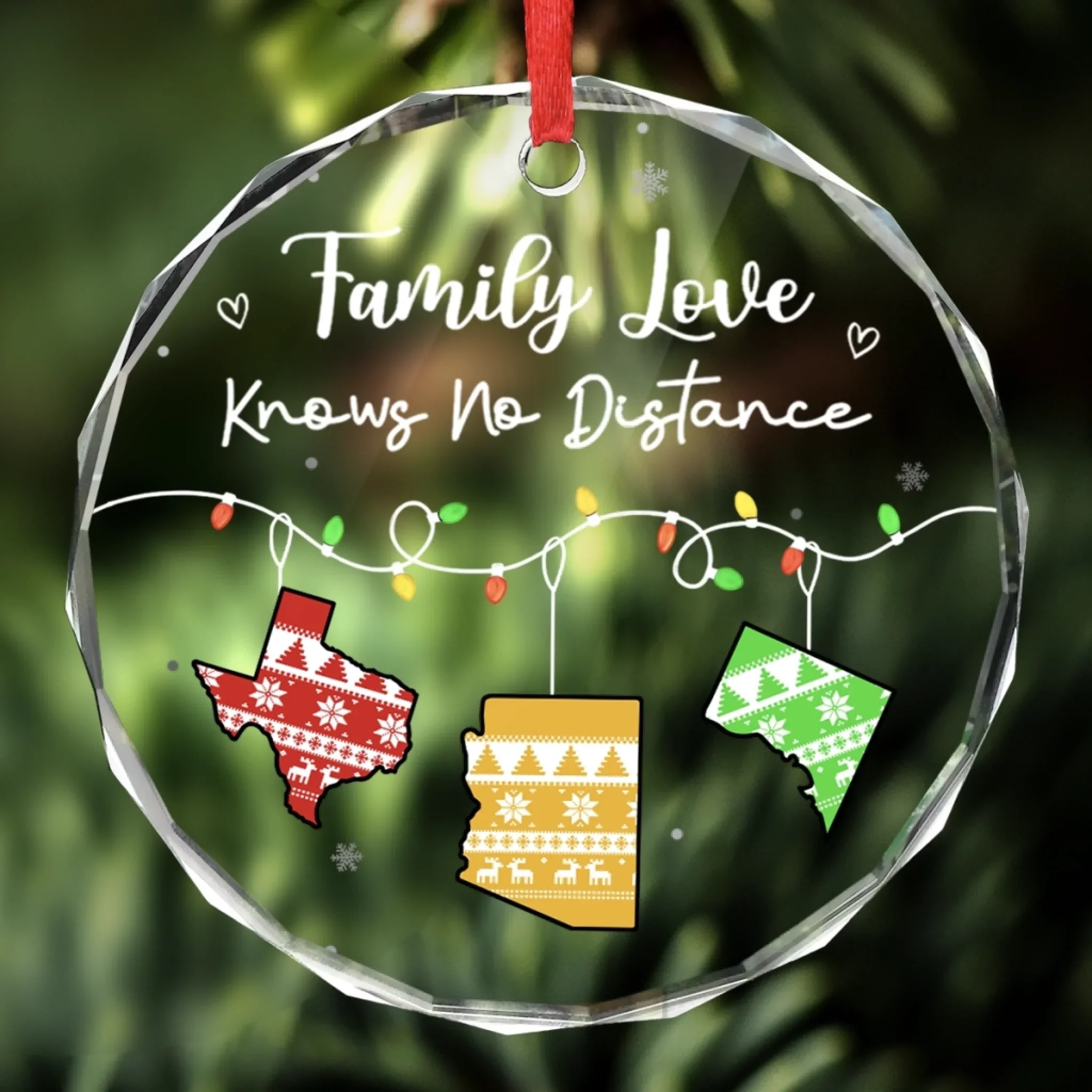 Custom Long Distance Circle Glass Ornament - Personalized Christmas Best Friend Birthday Gifts For Women, Besties, Sisters, BFF, Family - Wish We Were Closer Always - Robaser