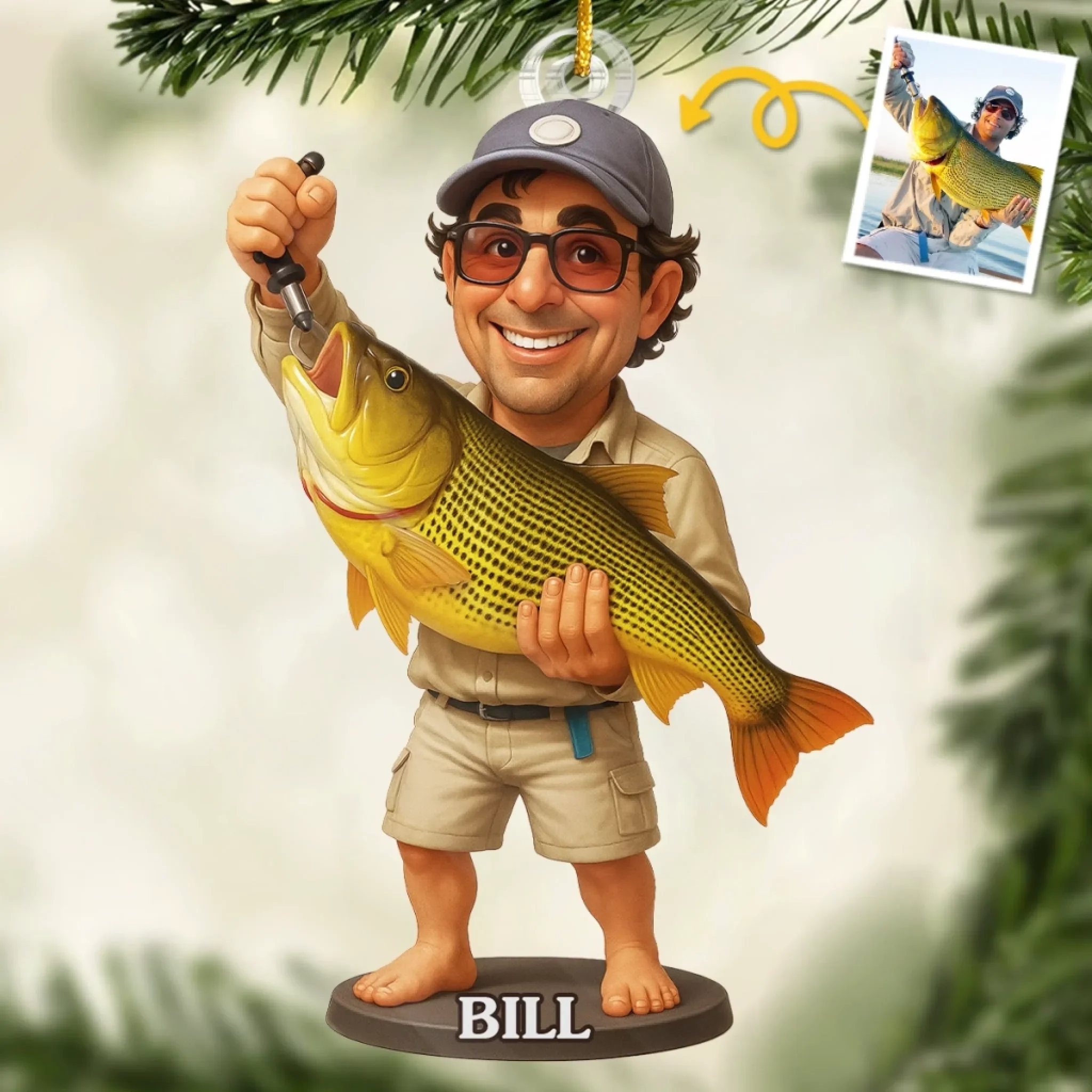 Custom Photo Acrylic Ornament - Personalized Christmas Birthday Fishing Gifts For Fisherman - Making Memories, One Catch At A Time - Robaser