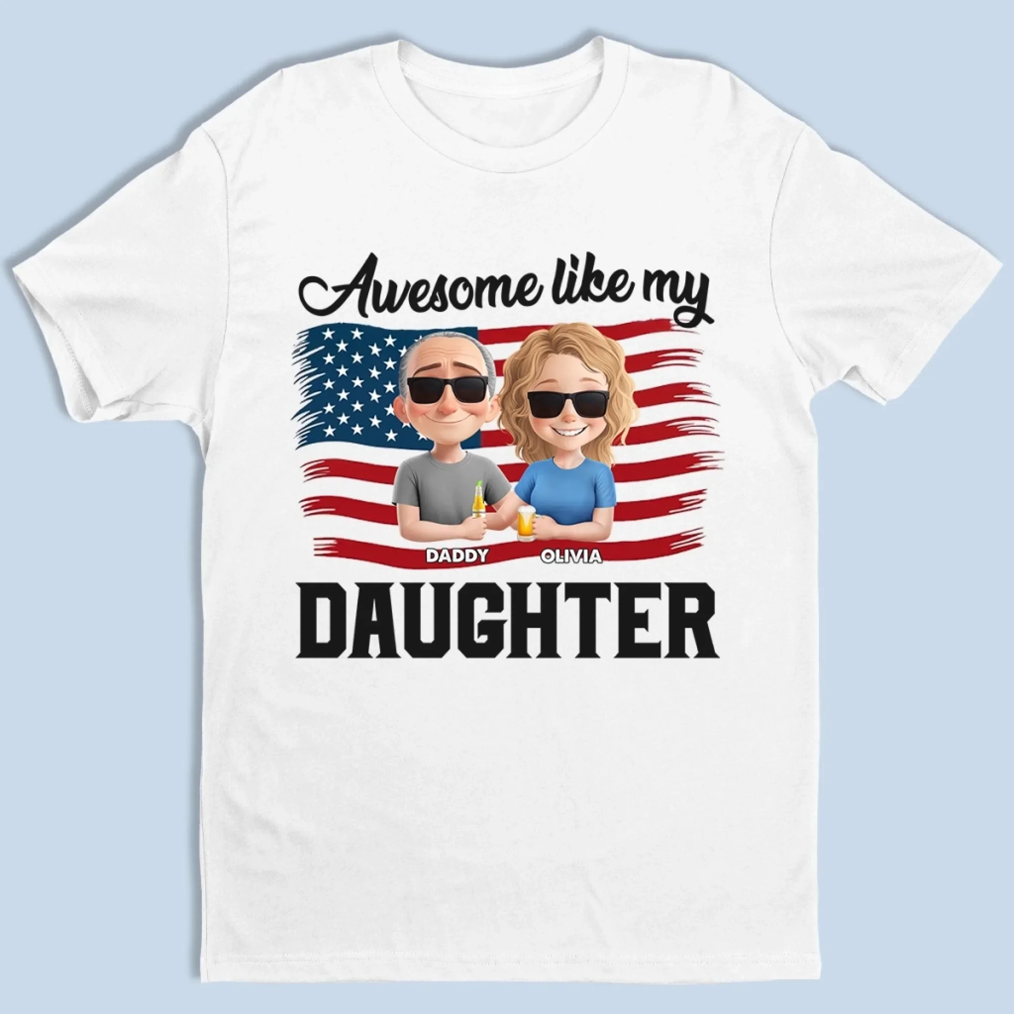 Dad, Powered By Daughter - Family Personalized Custom Unisex T-shirt, Premium T-shirt, Hoodie -  Father's Day, Gift For Dad - Robaser