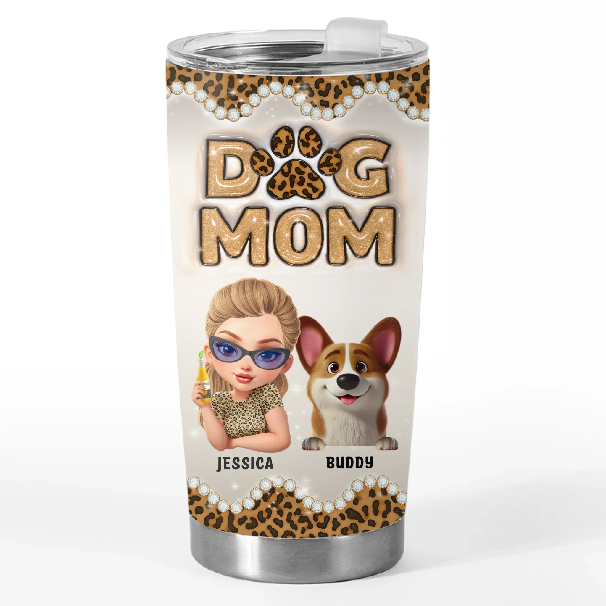 Custom 3D Inflated Effect Printed Tumbler - Personalized Birthday Gifts For Dog Lovers, Dog Dad And Mom - The Treat Life Chose Me - Robaser