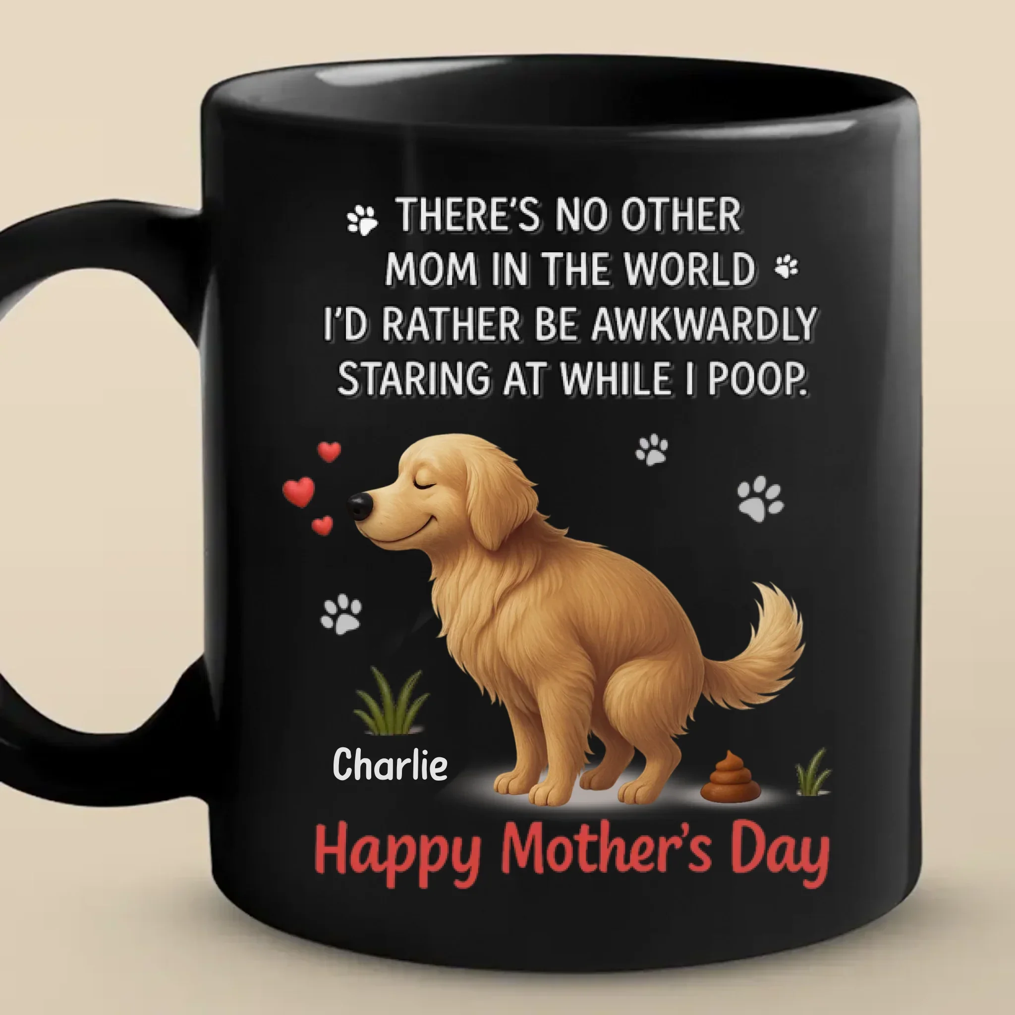 Mom's Love Knows No Stink - Dog Personalized Custom Black Mug - Mother's Day, Gift For Pet Owners, Pet Lovers - Robaser